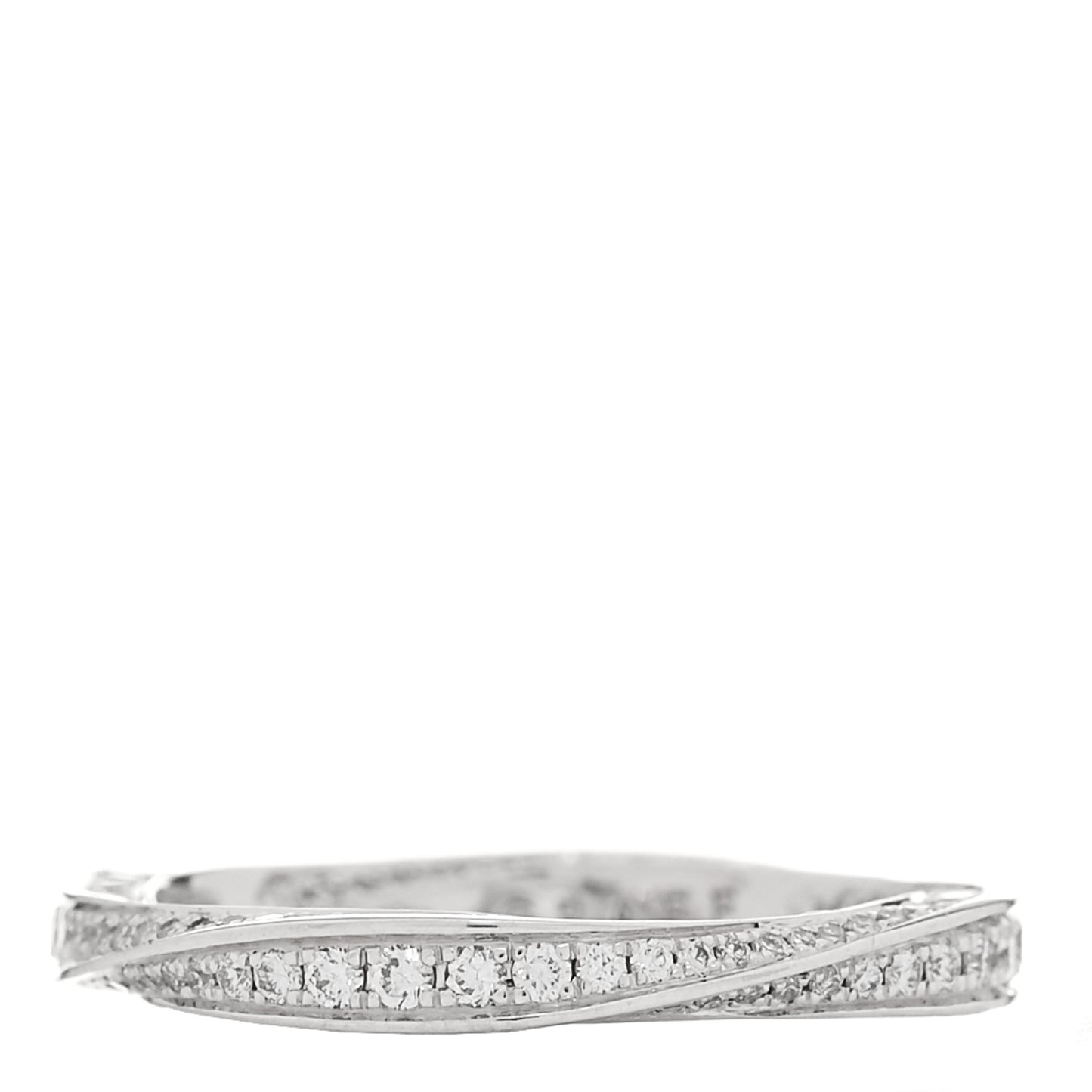 18K White Gold Diamond Spiral Pave Band Ring 46 3.75