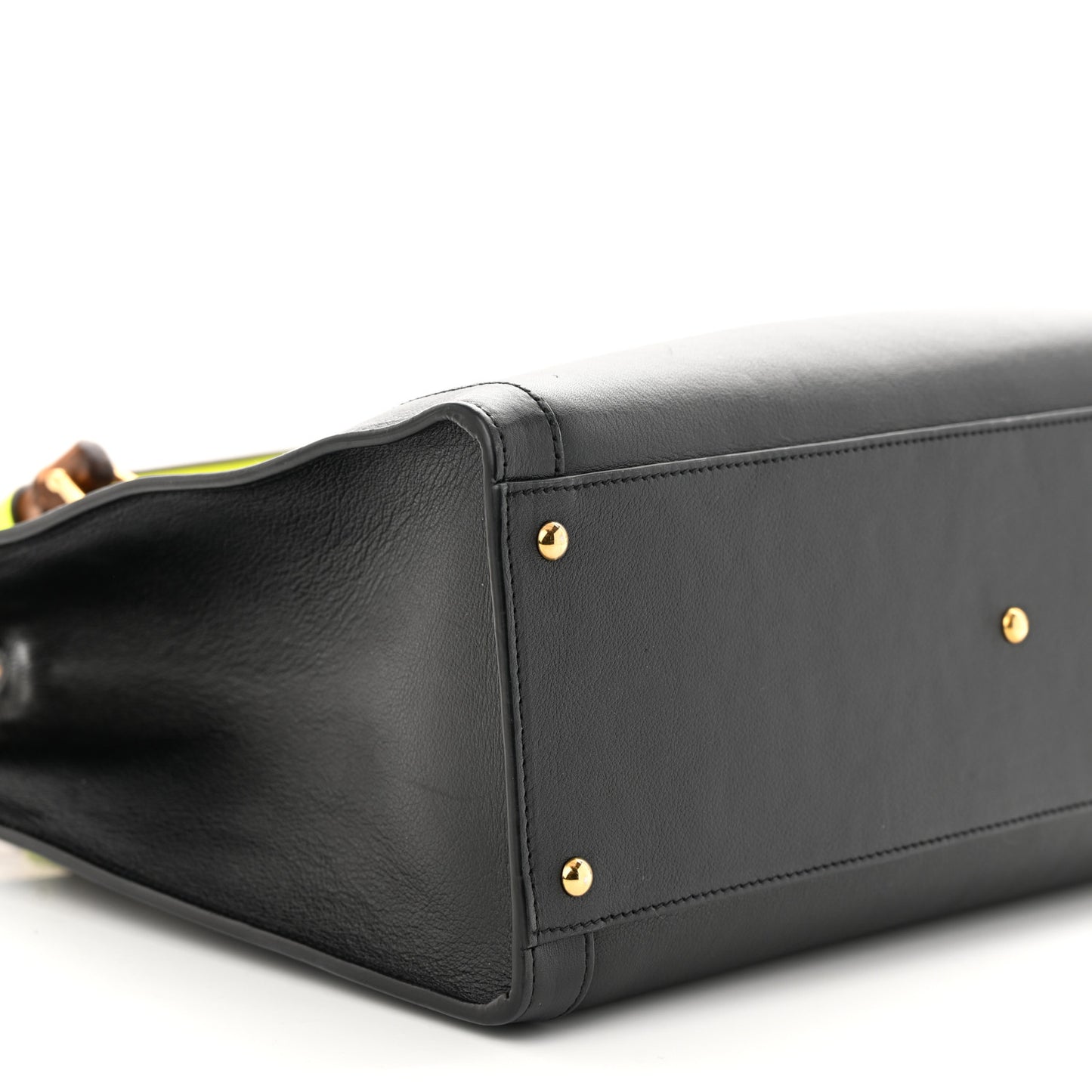 Calfskin Medium Diana Tote Bag Black Yellow Fluo