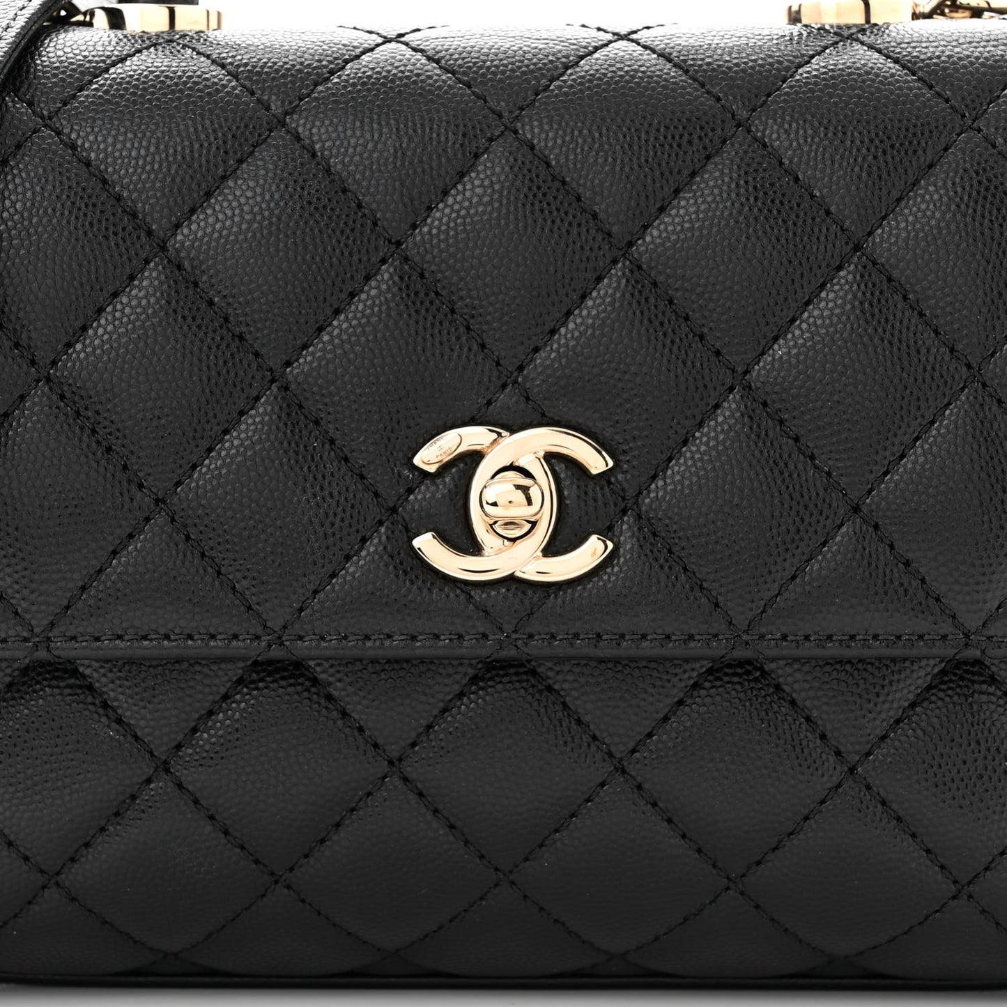 Caviar Quilted Mini Coco Handle Flap Black