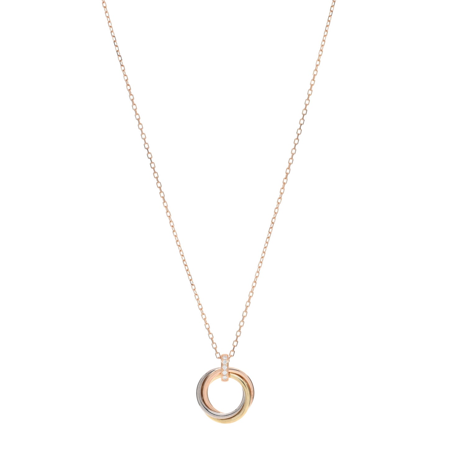 18K Pink White Yellow Gold Diamond Trinity Pendant Necklace