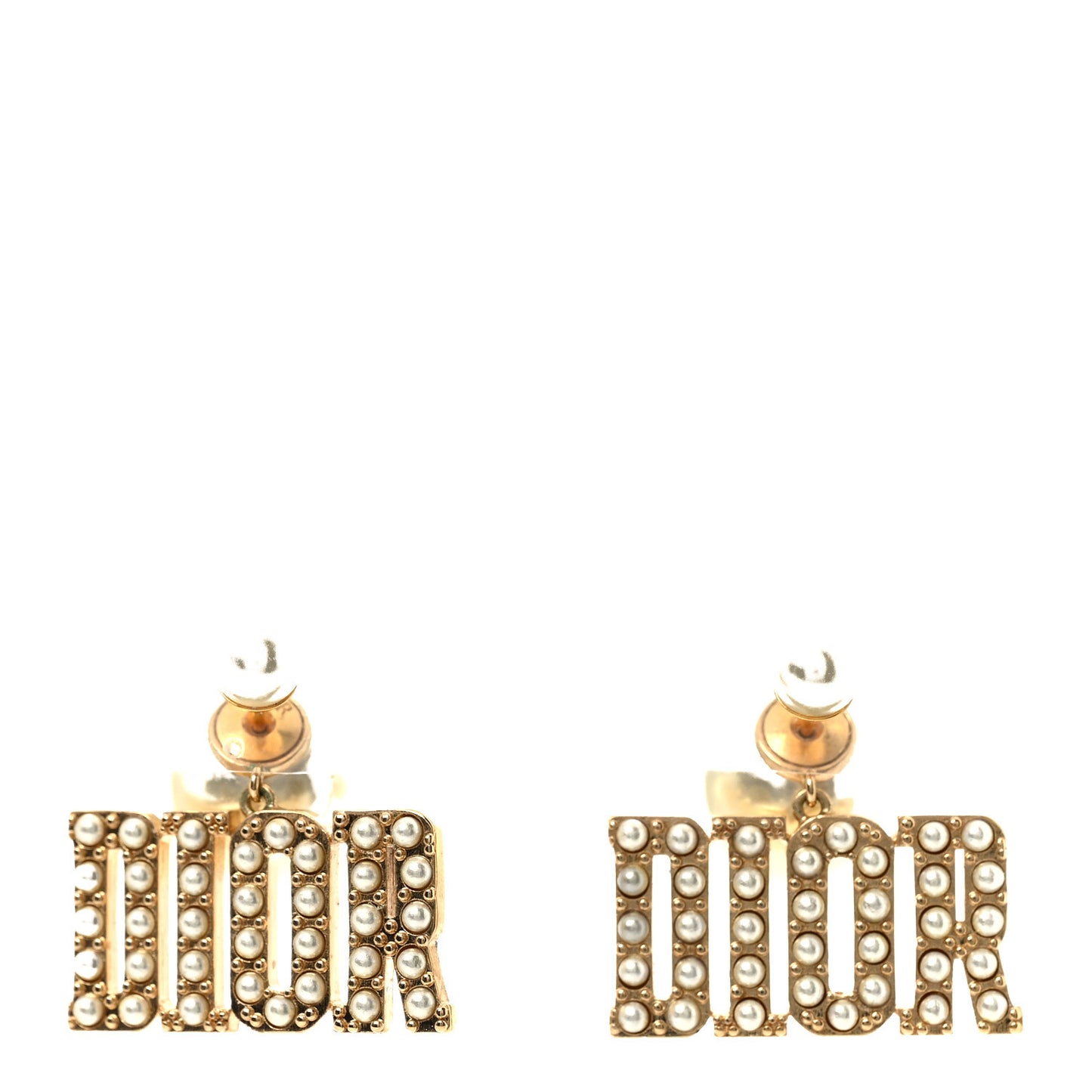 Metal Pearl Tribal Drop Earrings Gold