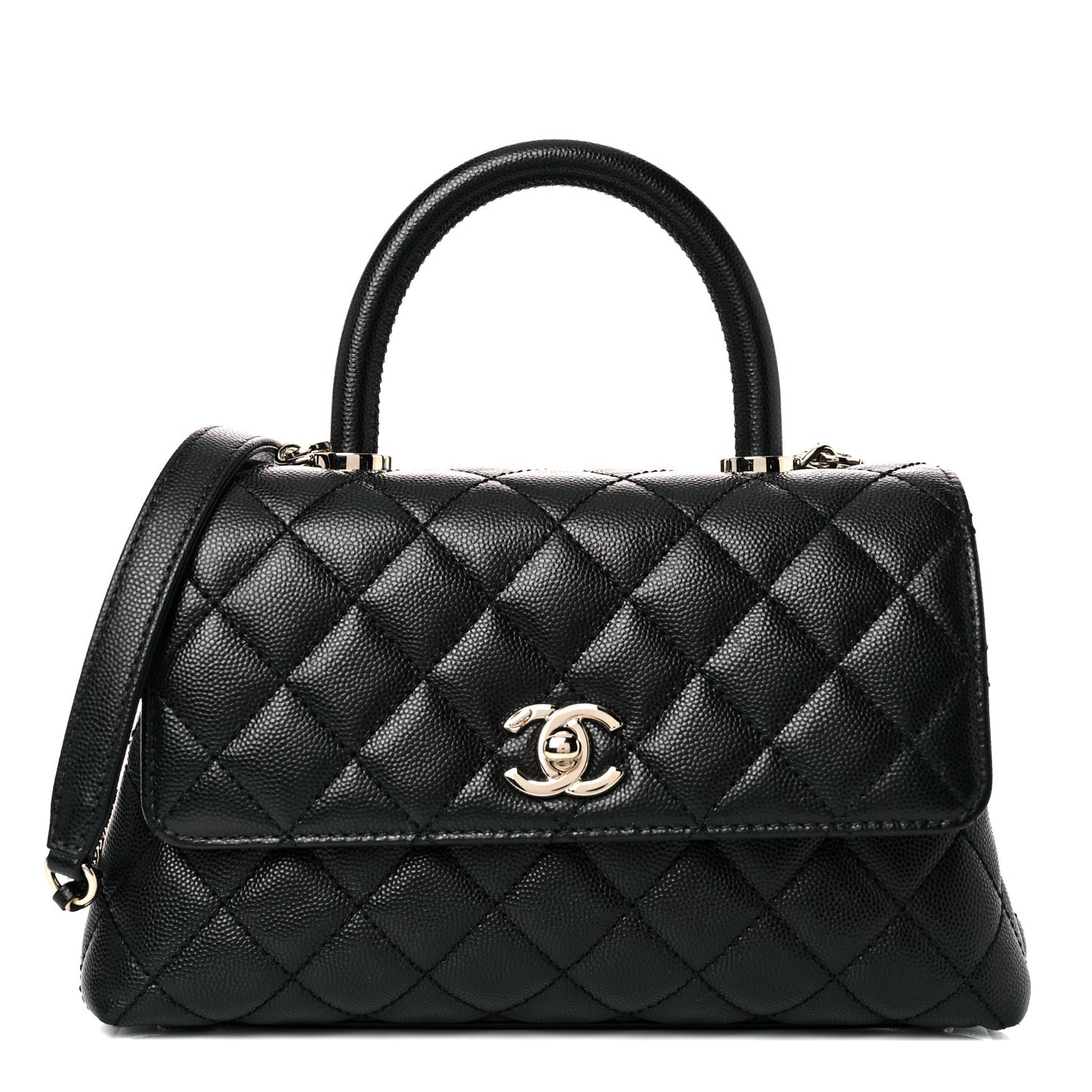 Caviar Quilted Mini Coco Handle Flap Black