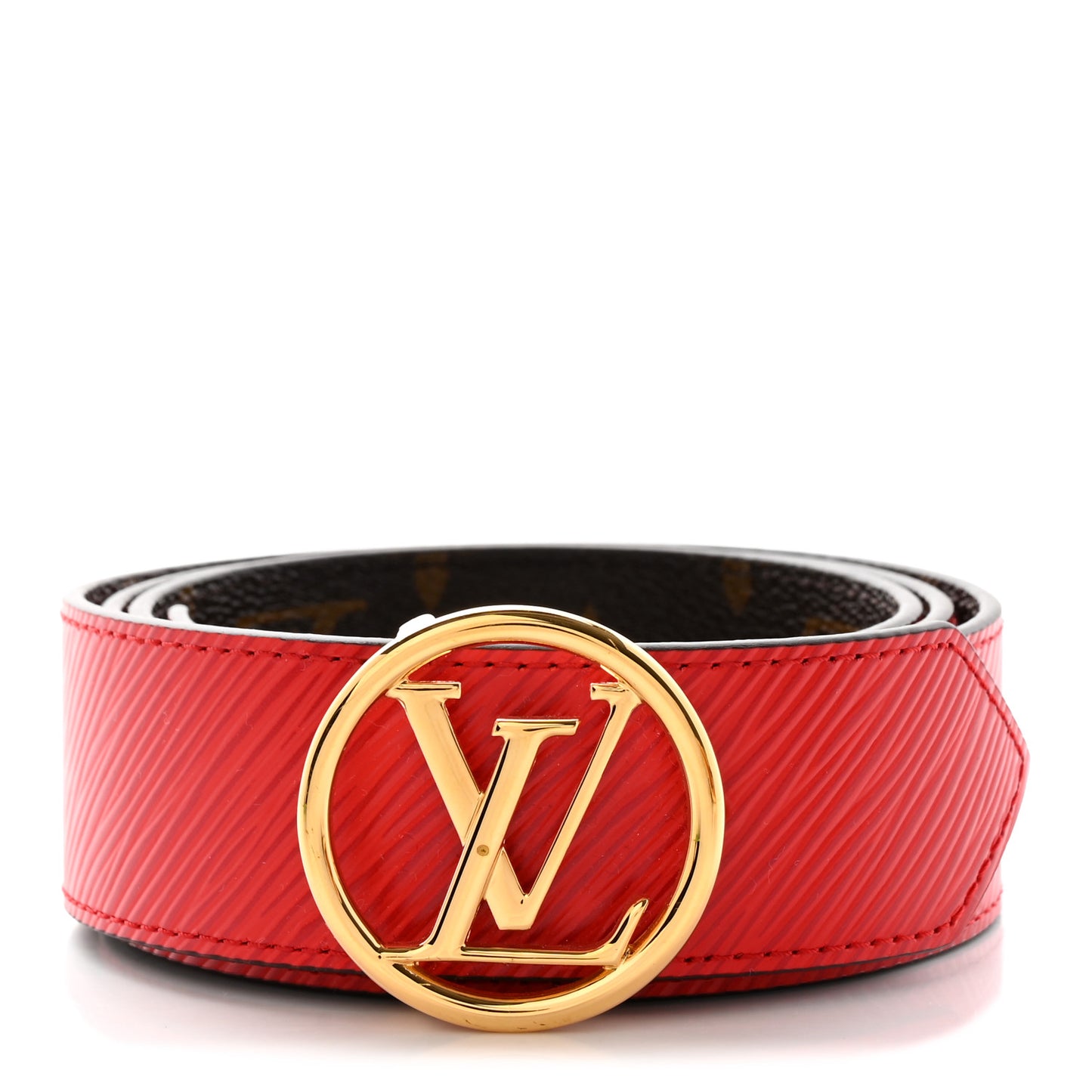 Monogram Epi 35mm LV Circle Reversible Belt 85 34 Coquelicot