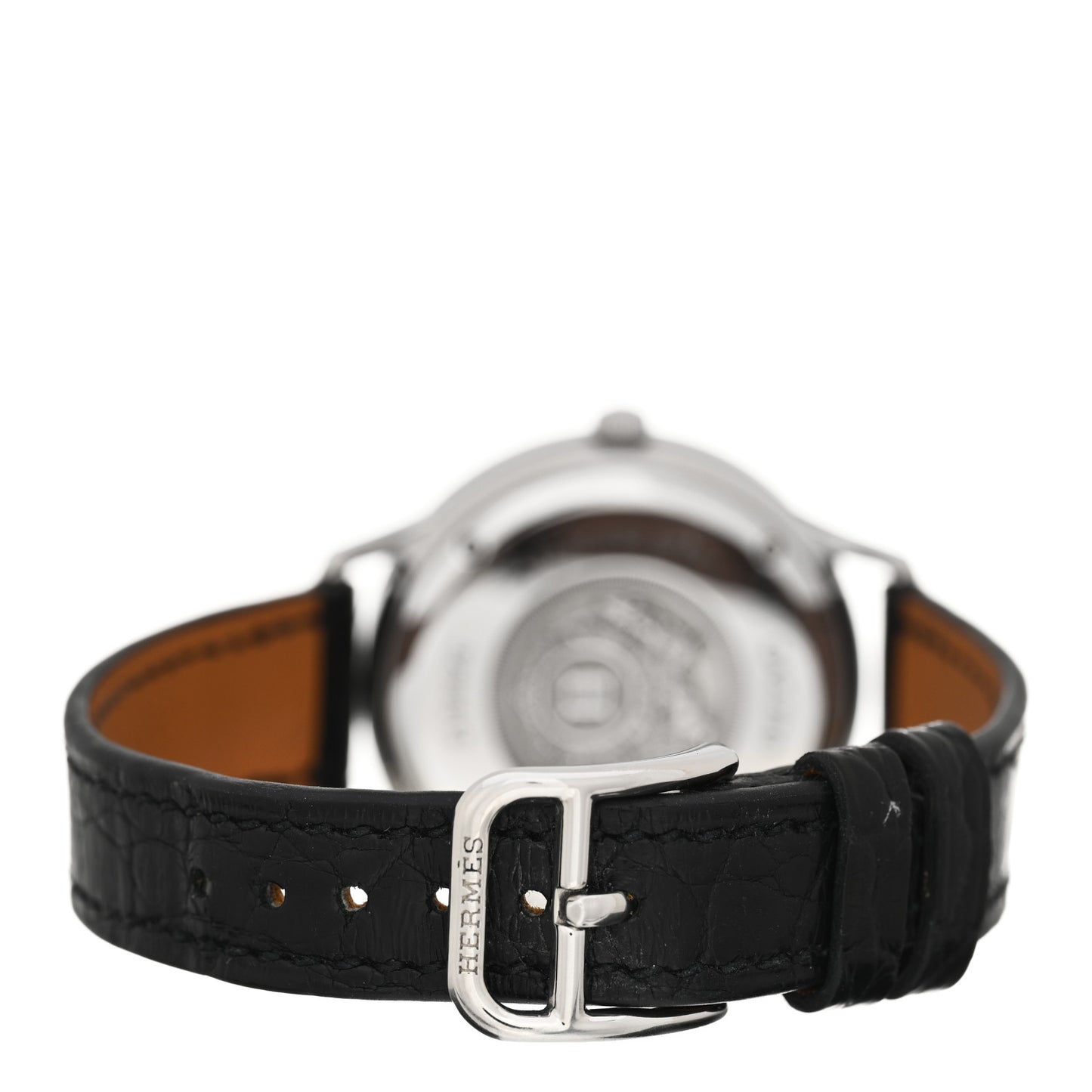 Stainless Steel Alligator Diamond 25mm Slim d'Hermes Quartz Watch Noir