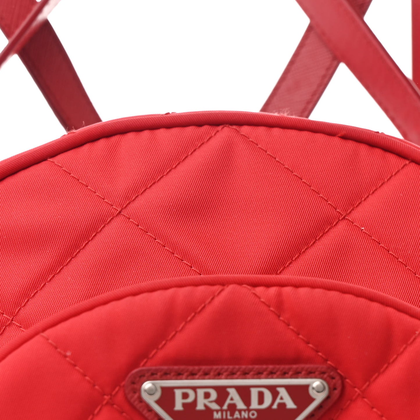 Nylon Tessuto Impuntu Quilted Backpack Rosso