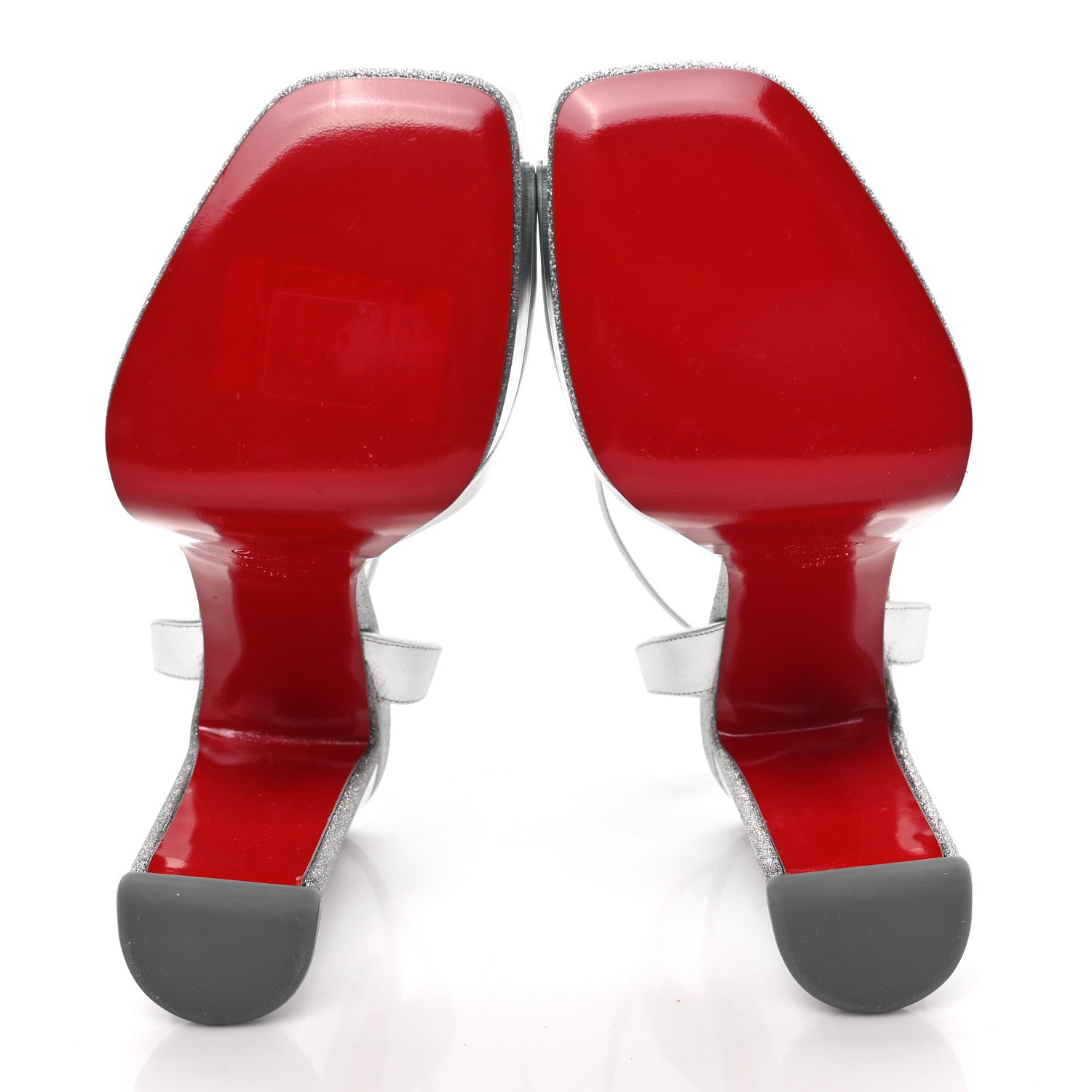 Christian Louboutin Metallic Nappa Glitter Amali Alta 130 Platform Sandals 39 Silver 5 of 9