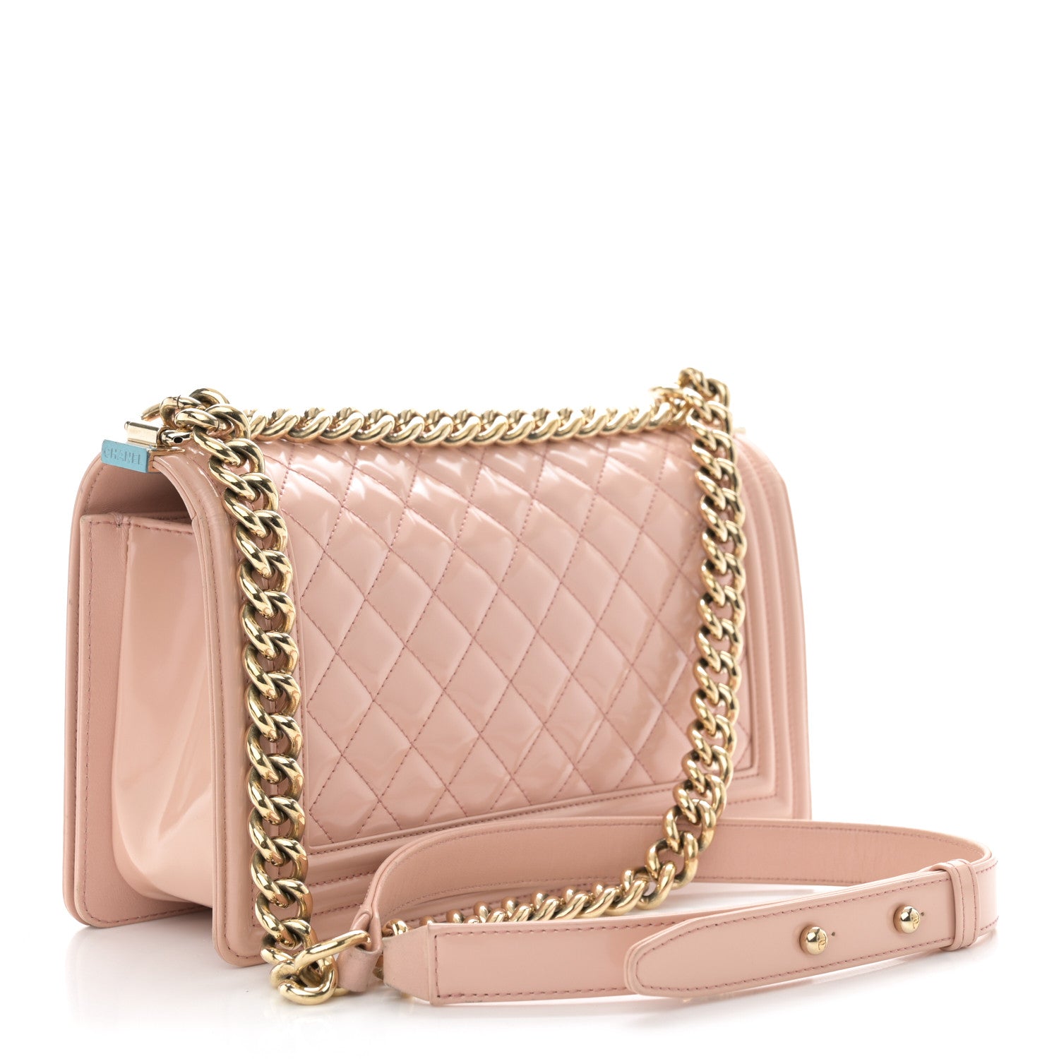 Chanel Patent Calfskin Quilted Medium Boy Flap Light Pink 3 of 12
