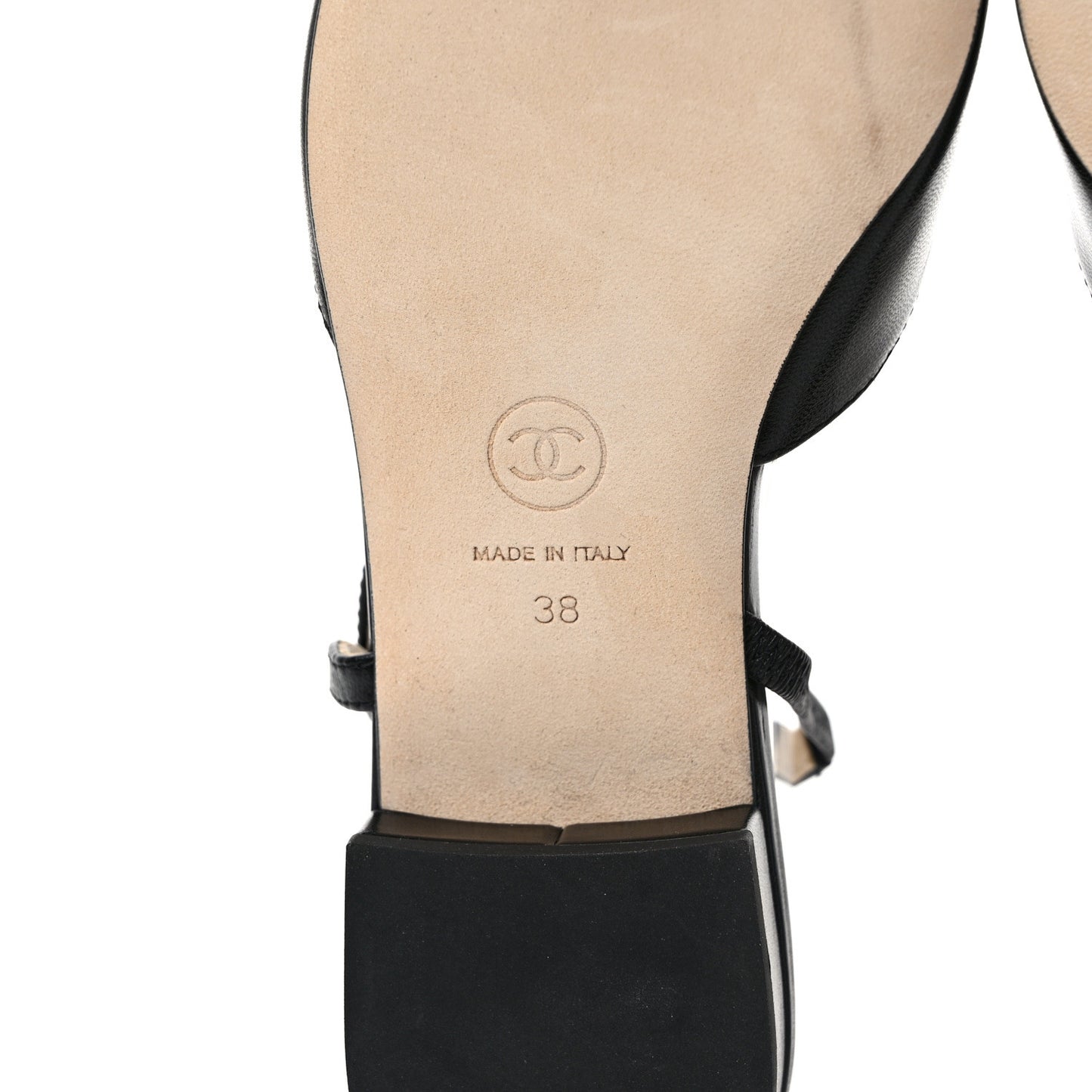 Goatskin Grosgrain CC Slingback Flats 38 Black