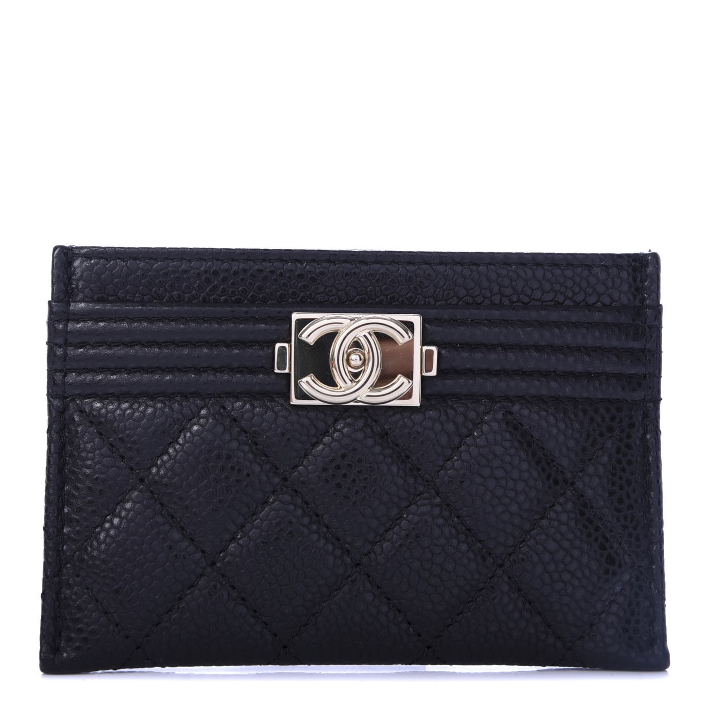 Caviar Quilted Boy Card Holder Black