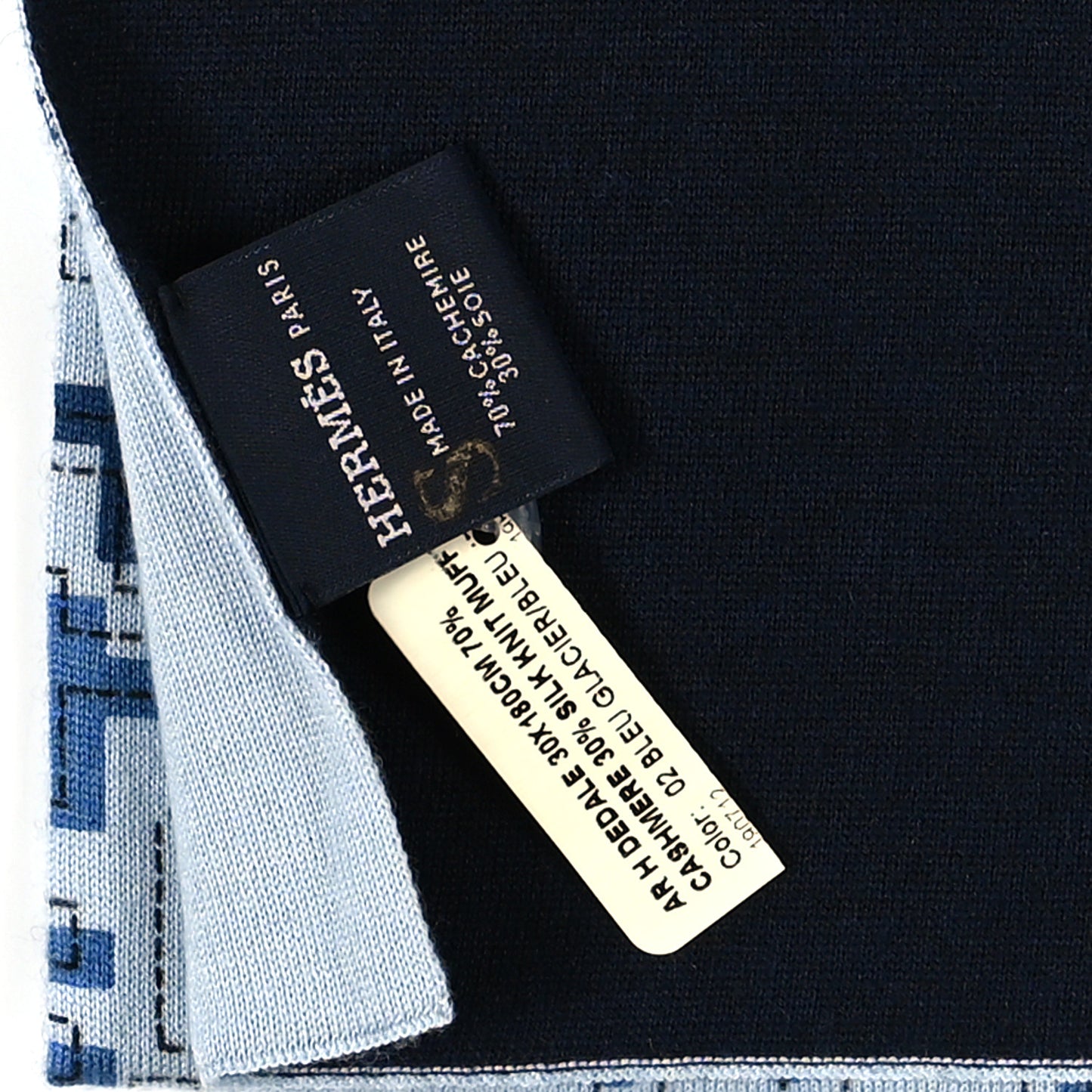 Cashmere Silk Dedale Muffler Bleu Glacier Bleu