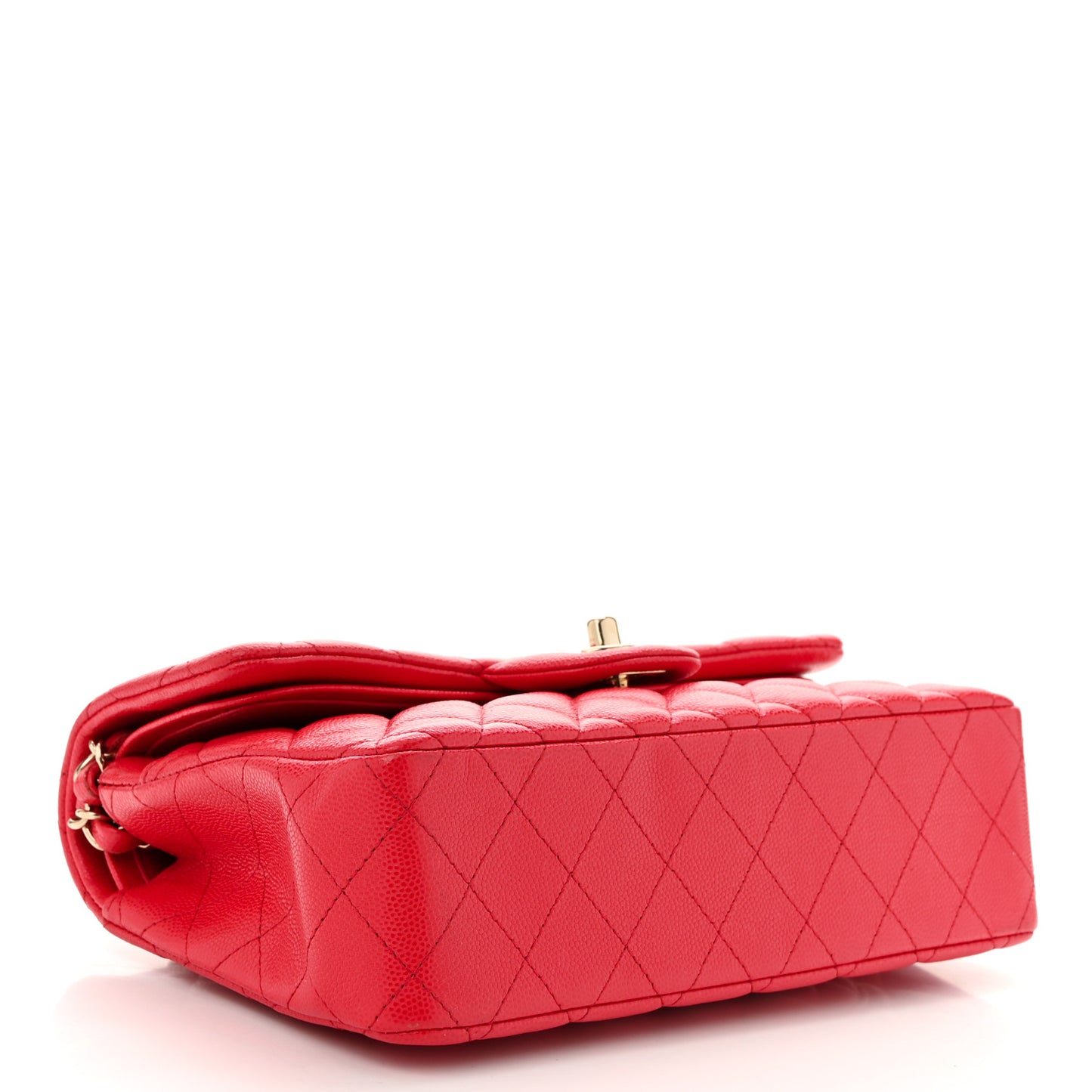 Caviar Quilted Small Double Flap Red