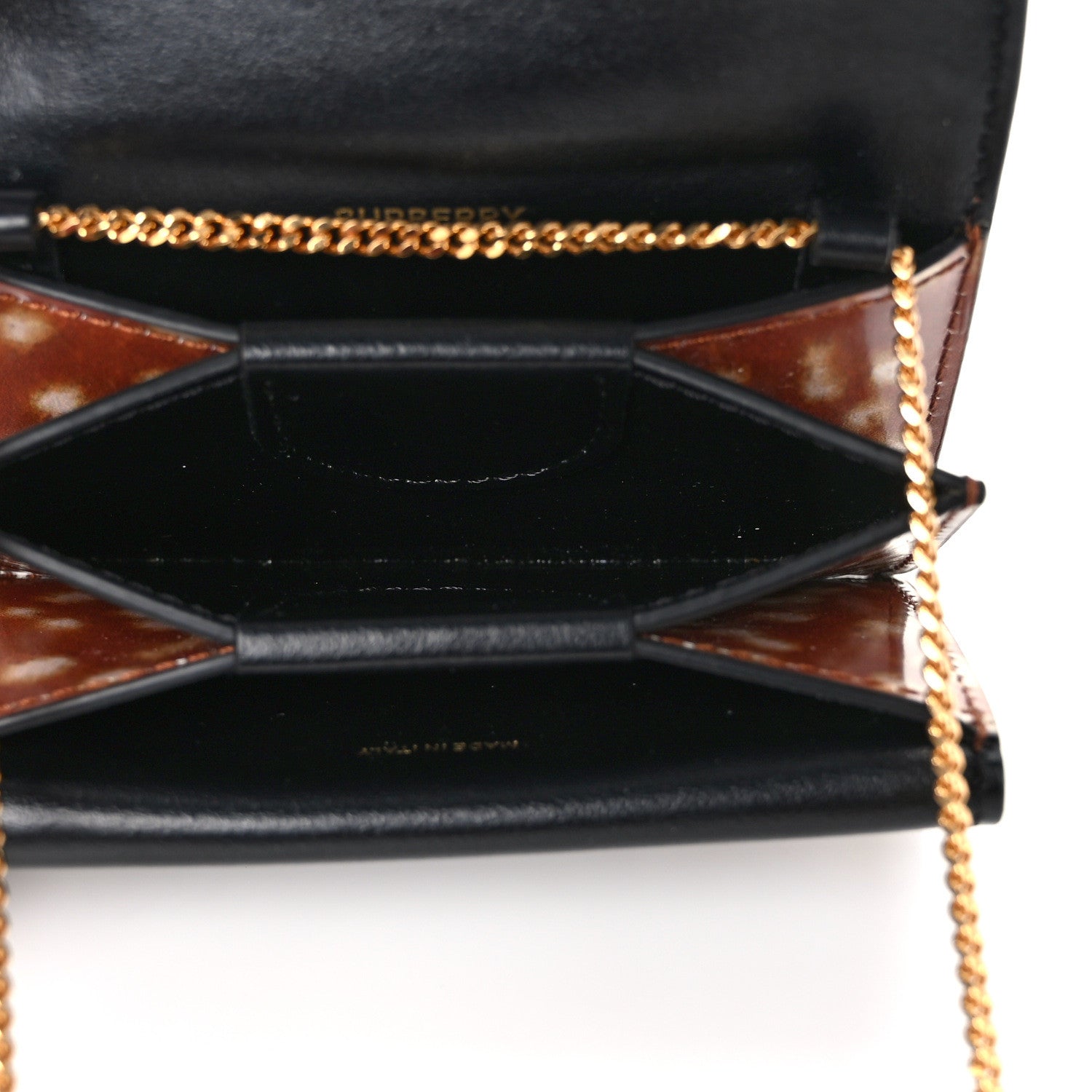 Burberry Calfskin Deer Printed Jessie Chain Card Case Malt Brown 6 of 11