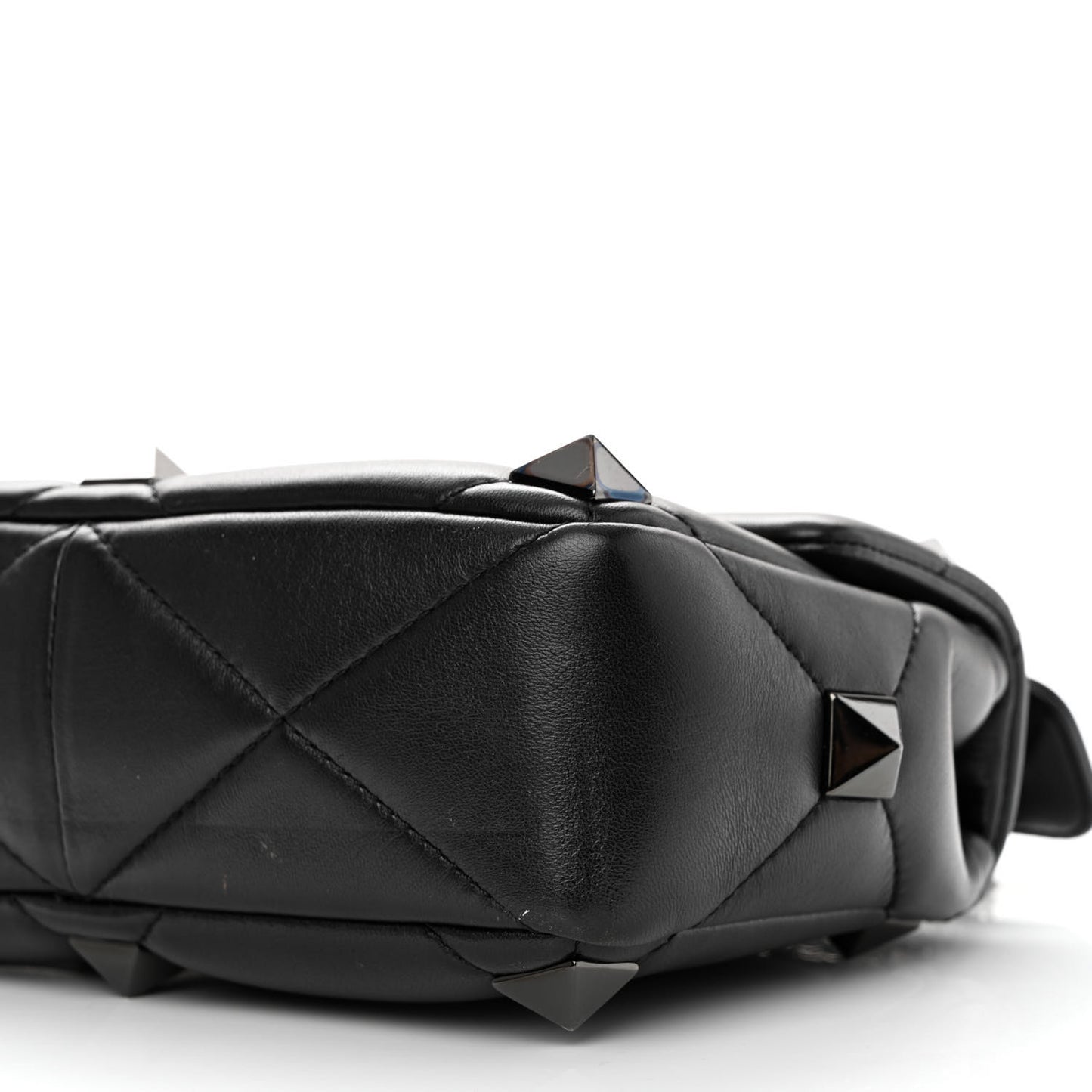 Nappa Monochrome Medium Roman Stud Shoulder Bag Black