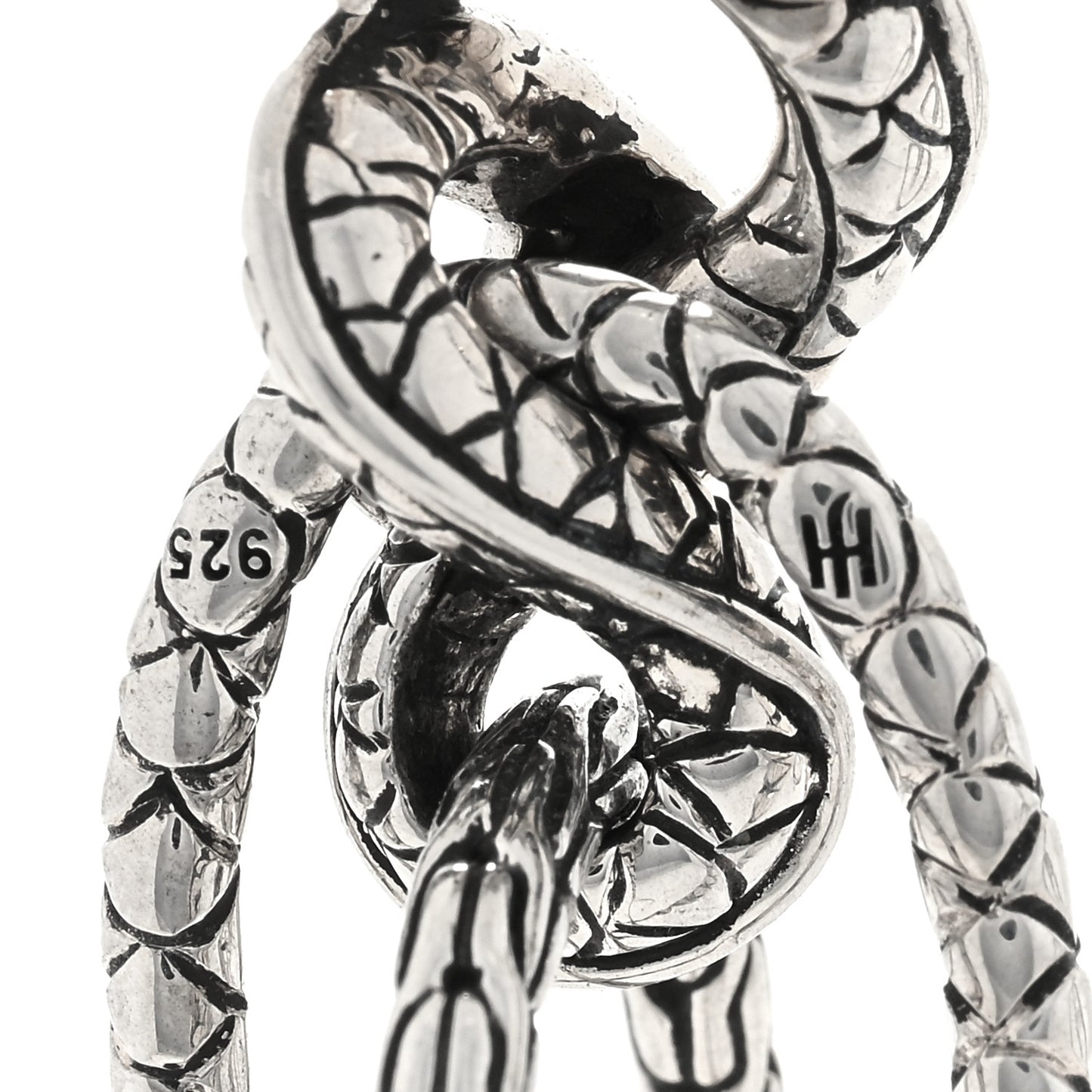 Sterling Silver Blue Sapphire Legends Naga Dragon Interlocking Drop Earrings