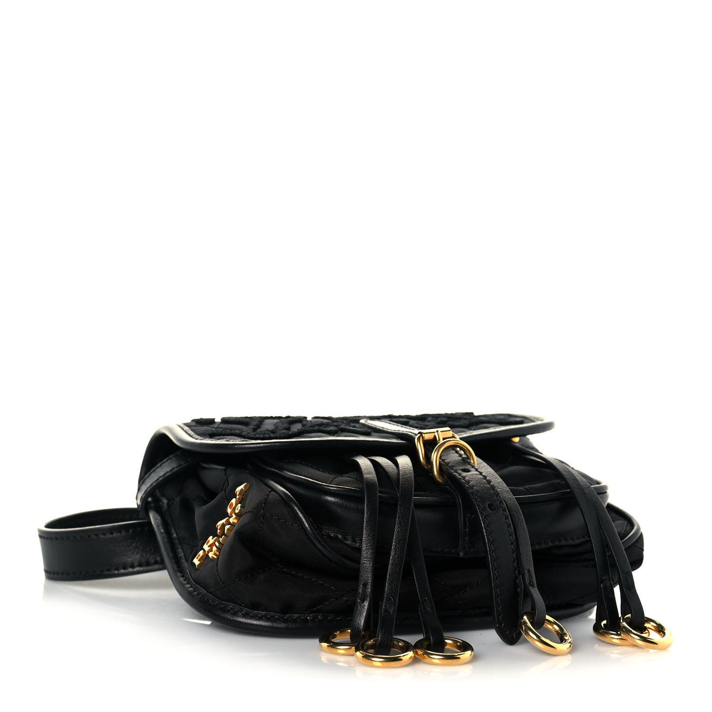 Nylon Embroided Corsaire Belt Bag Black