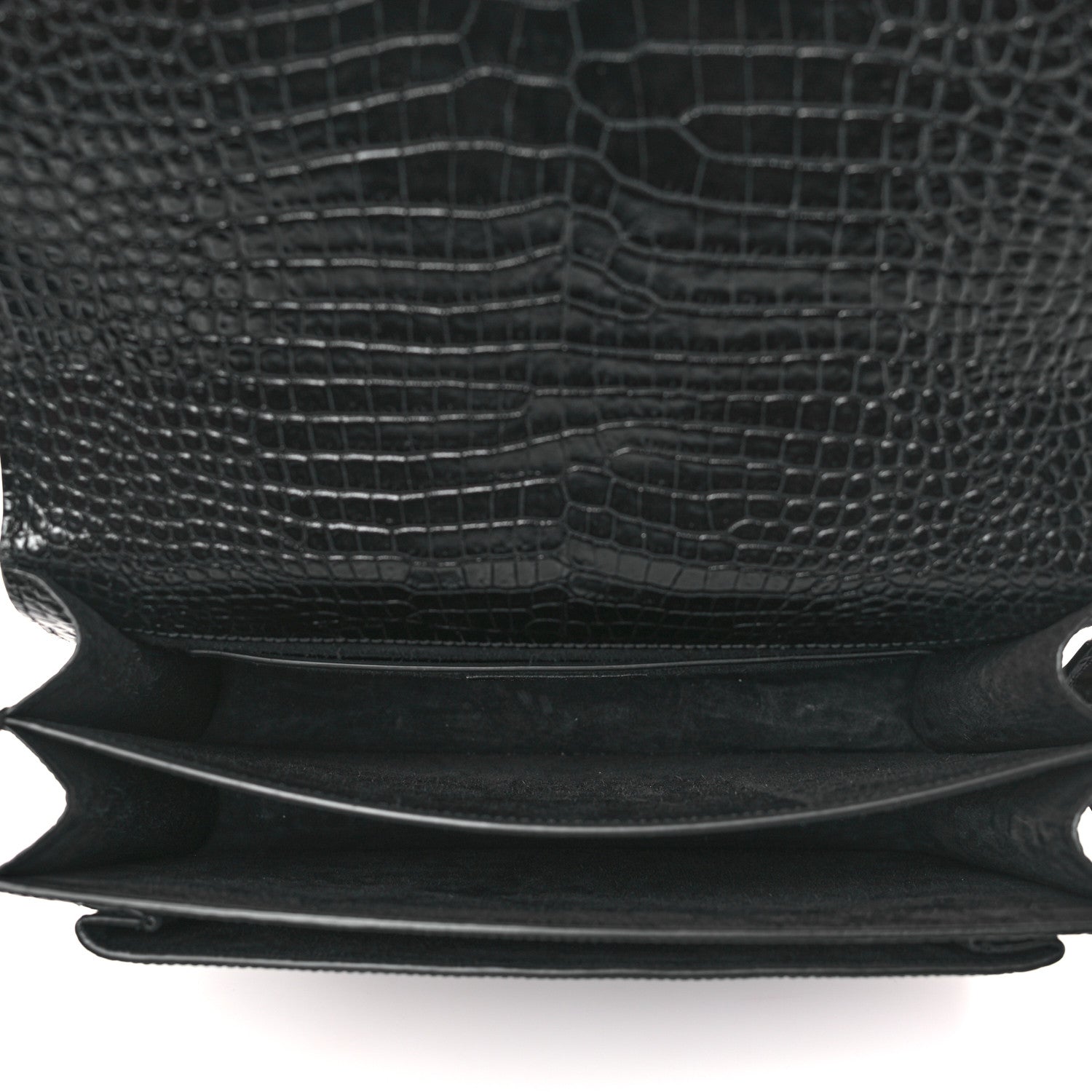 Saint Laurent Calfskin Crocodile Embossed Large Monogram Sunset Black 5 of 8