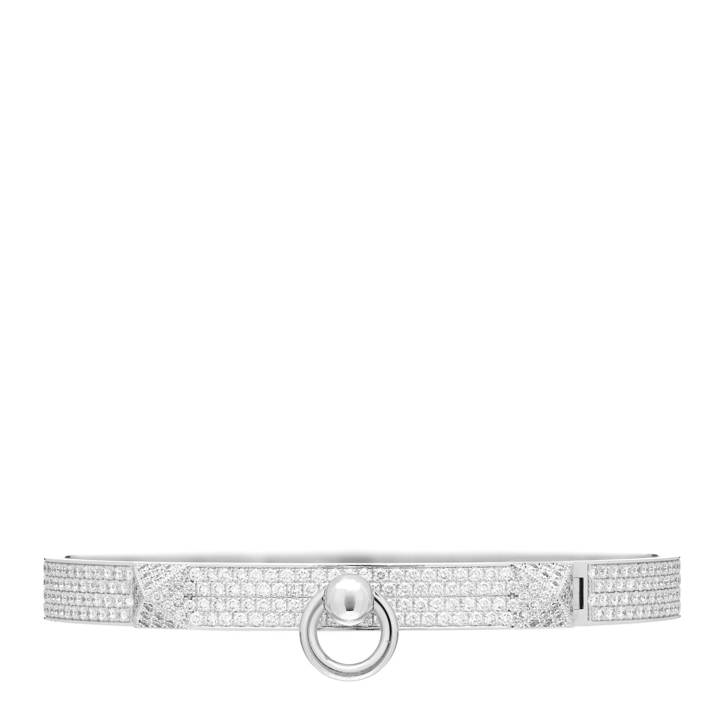 18K White Gold Diamond PM Collier De Chien Full Pave Bracelet SH