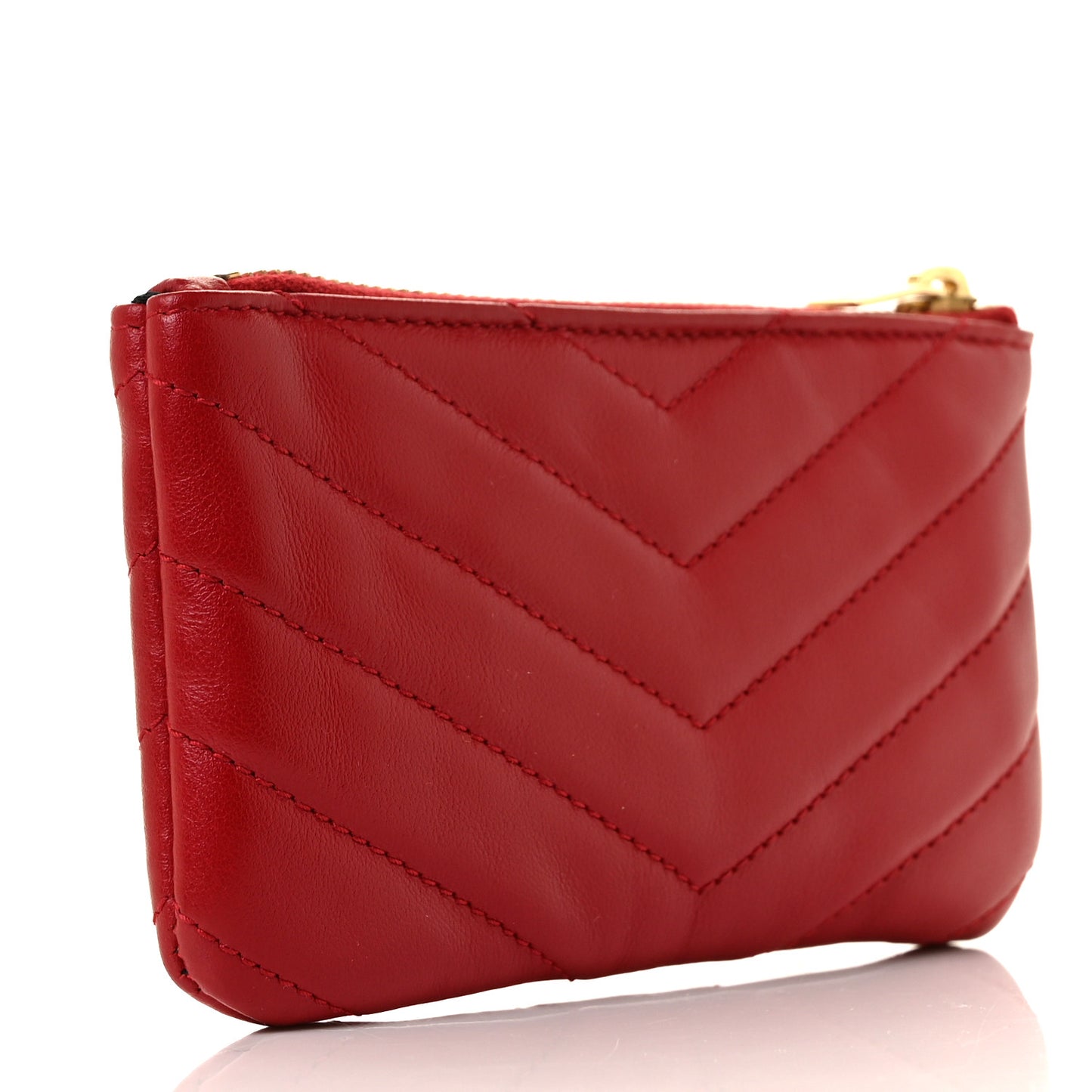 Calfskin Matelasse Monogram Key Pouch Rouge Eros