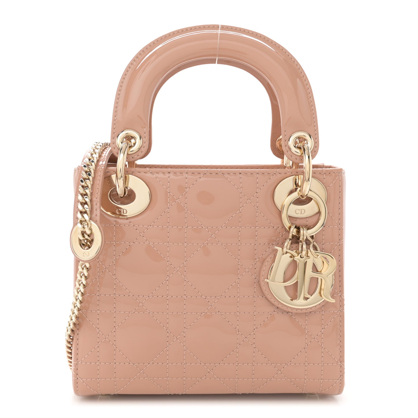 Patent Cannage Mini Lady Dior Rose Des Vents