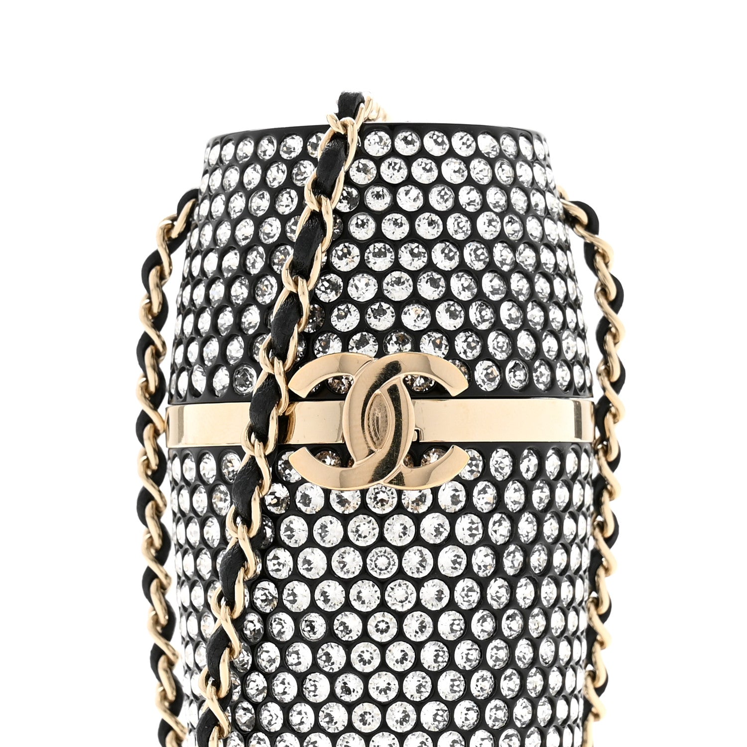 Chanel Metal Resin Lambskin Crystal Lipstick Case Long Necklace On Chain Silver Black Gold 8 of 11