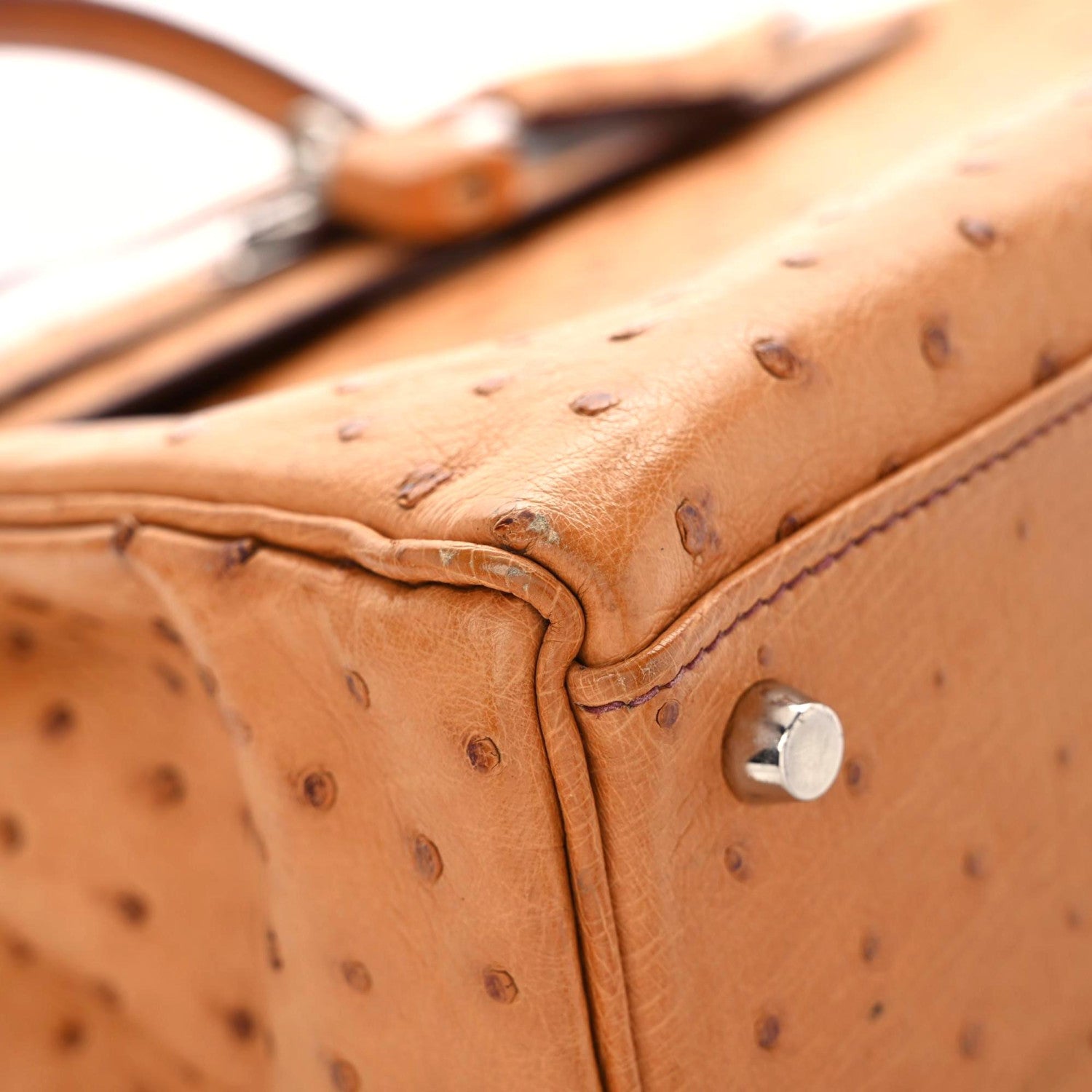 Hermes Ostrich Kelly Retourne 32 Gold 4 of 18