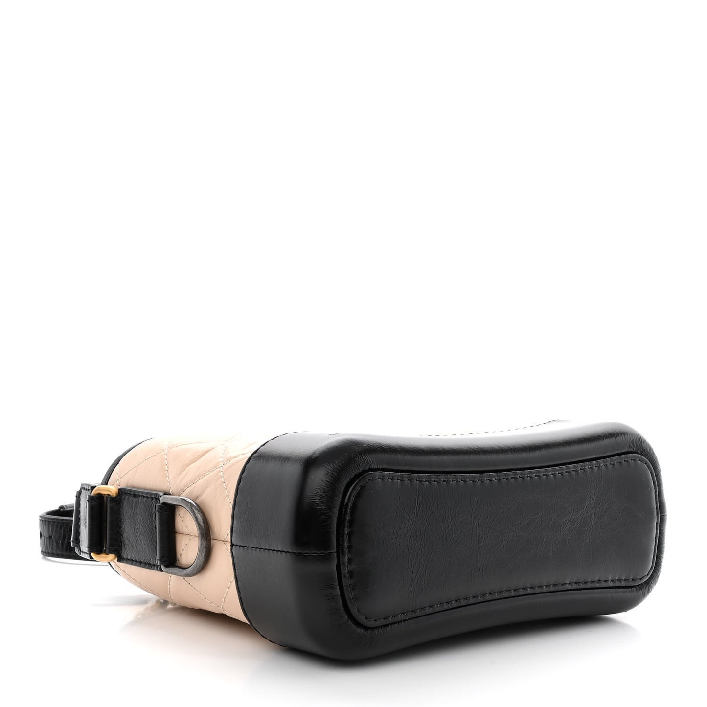 Aged Calfskin Quilted Small Gabrielle Hobo Beige Black