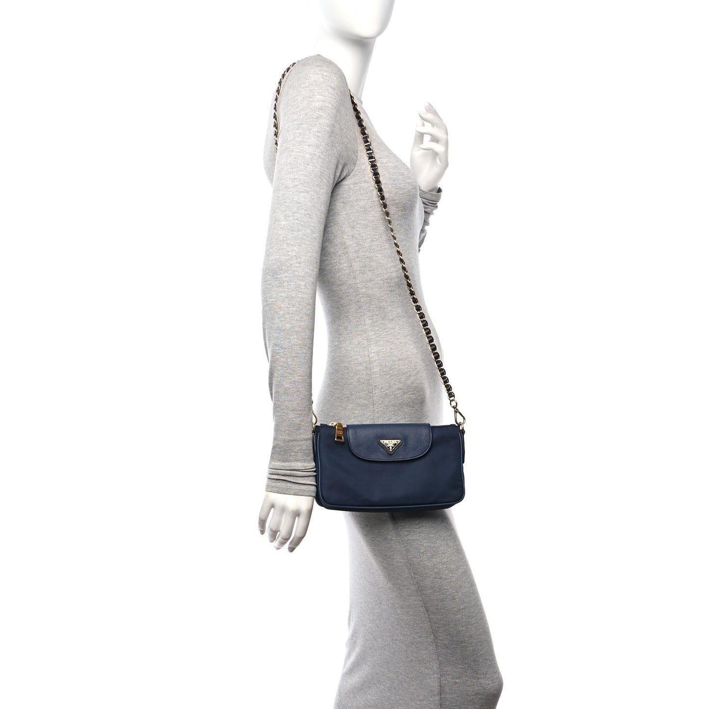 Tessuto Nylon Saffiano Crossbody Bag Bleu