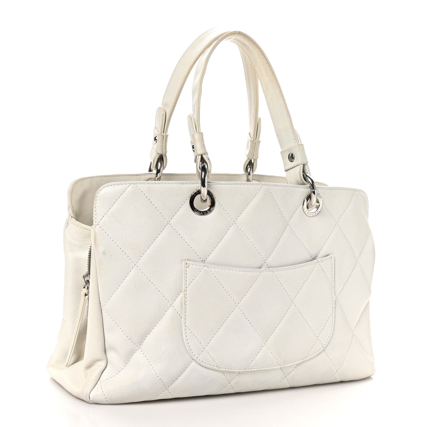 Soft Caviar Quilted CC Timeless Tote White