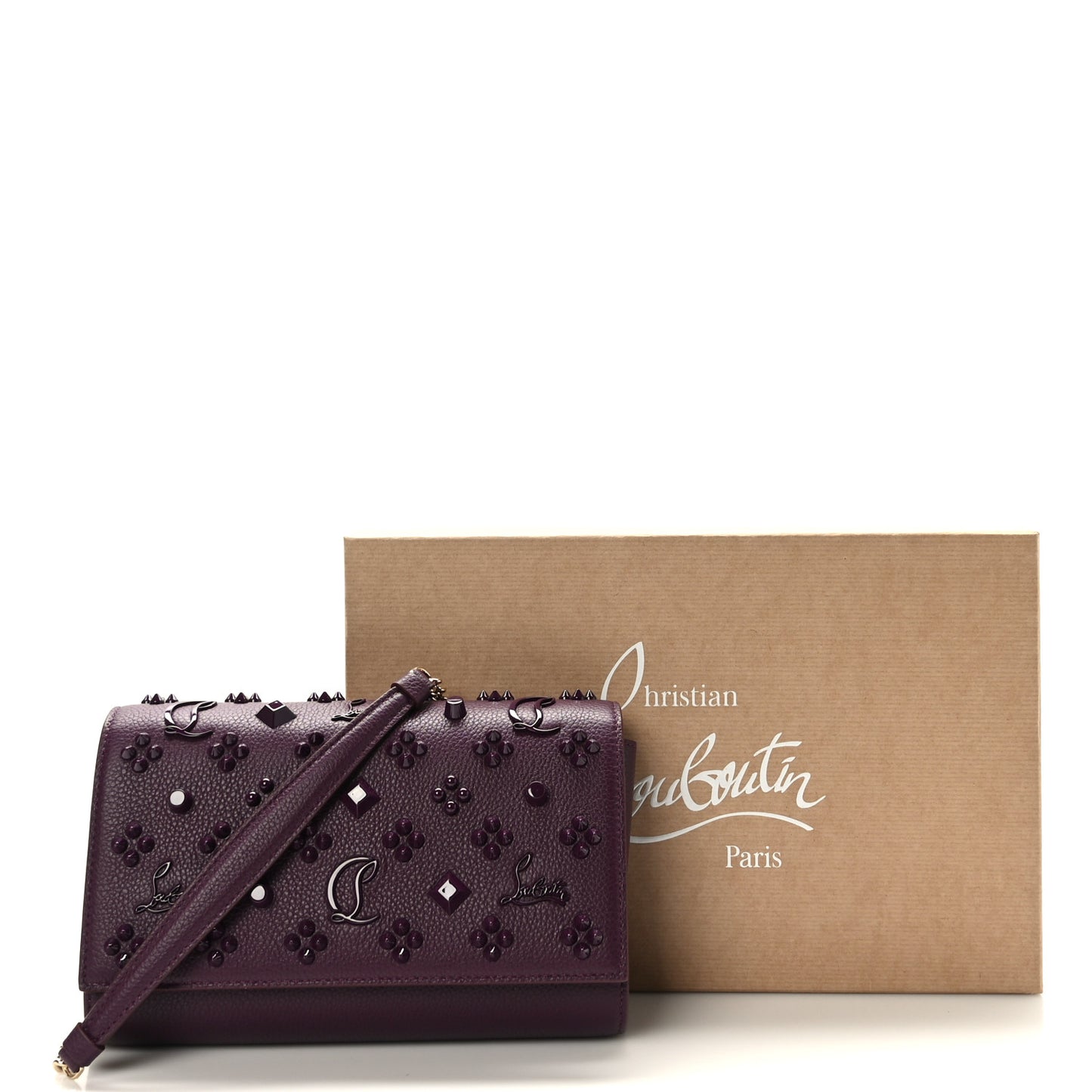 Calfskin Spikes Loubinthesky Paloma Clutch Merlot