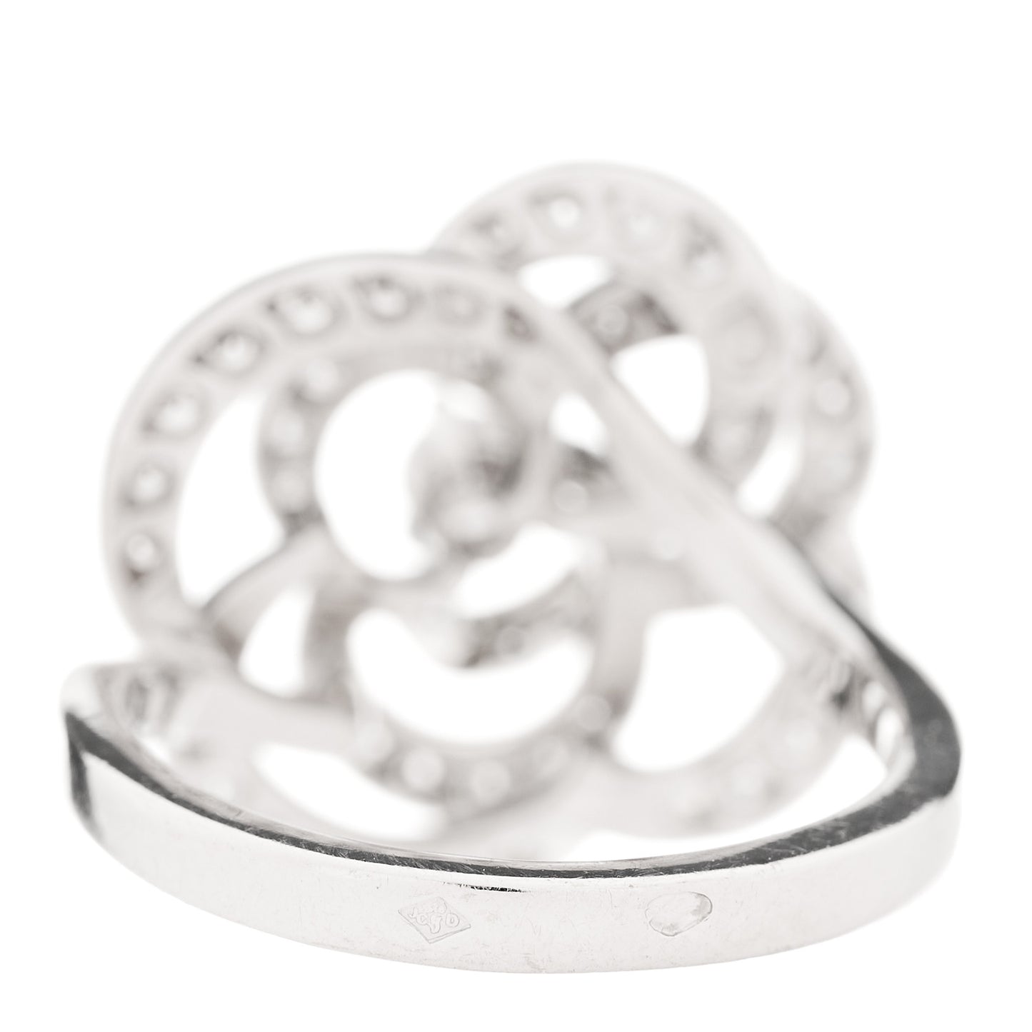 18K White Gold Diamond Fil de Camelia Ring 52 6