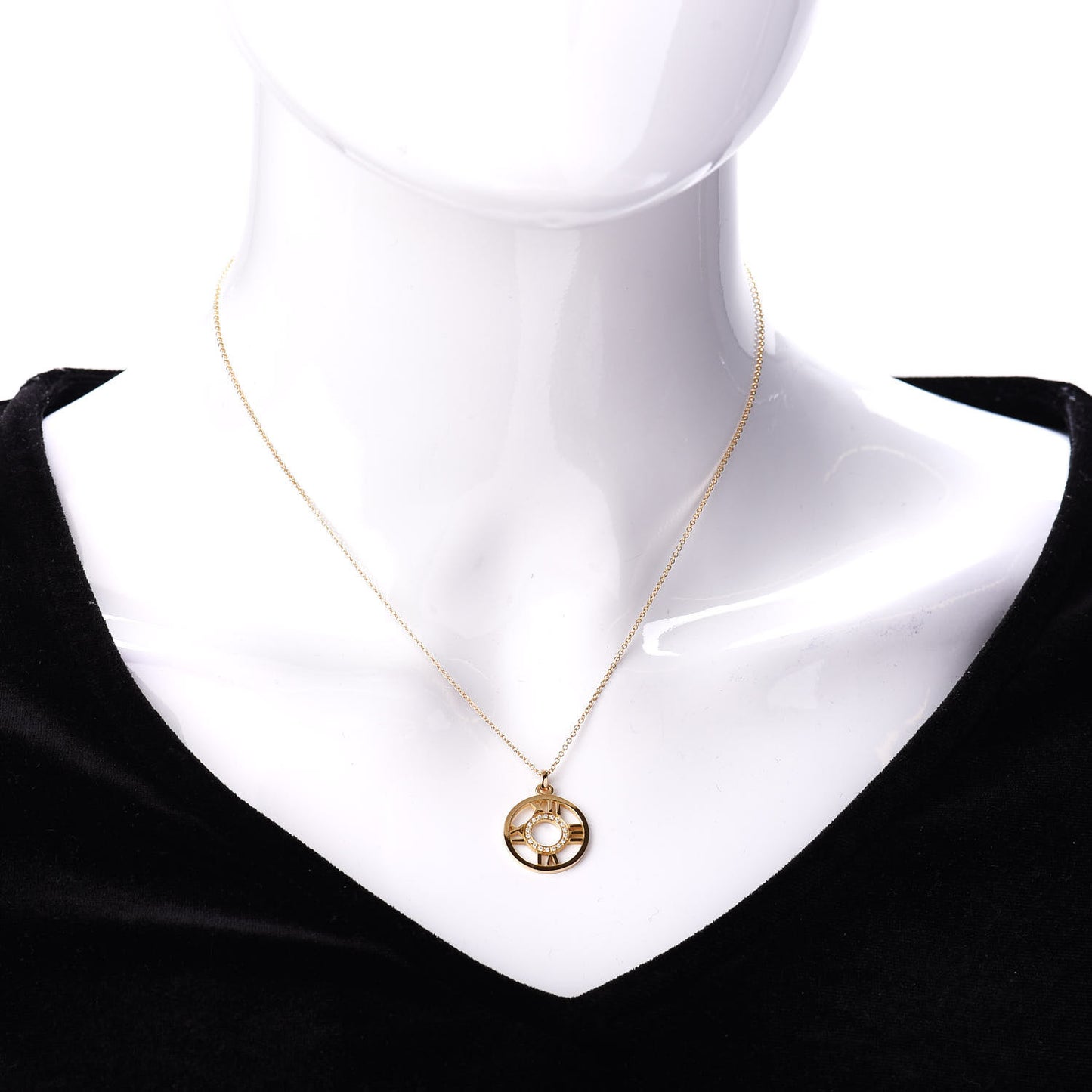 18K Yellow Gold Diamond Small Atlas Open Pendant Necklace
