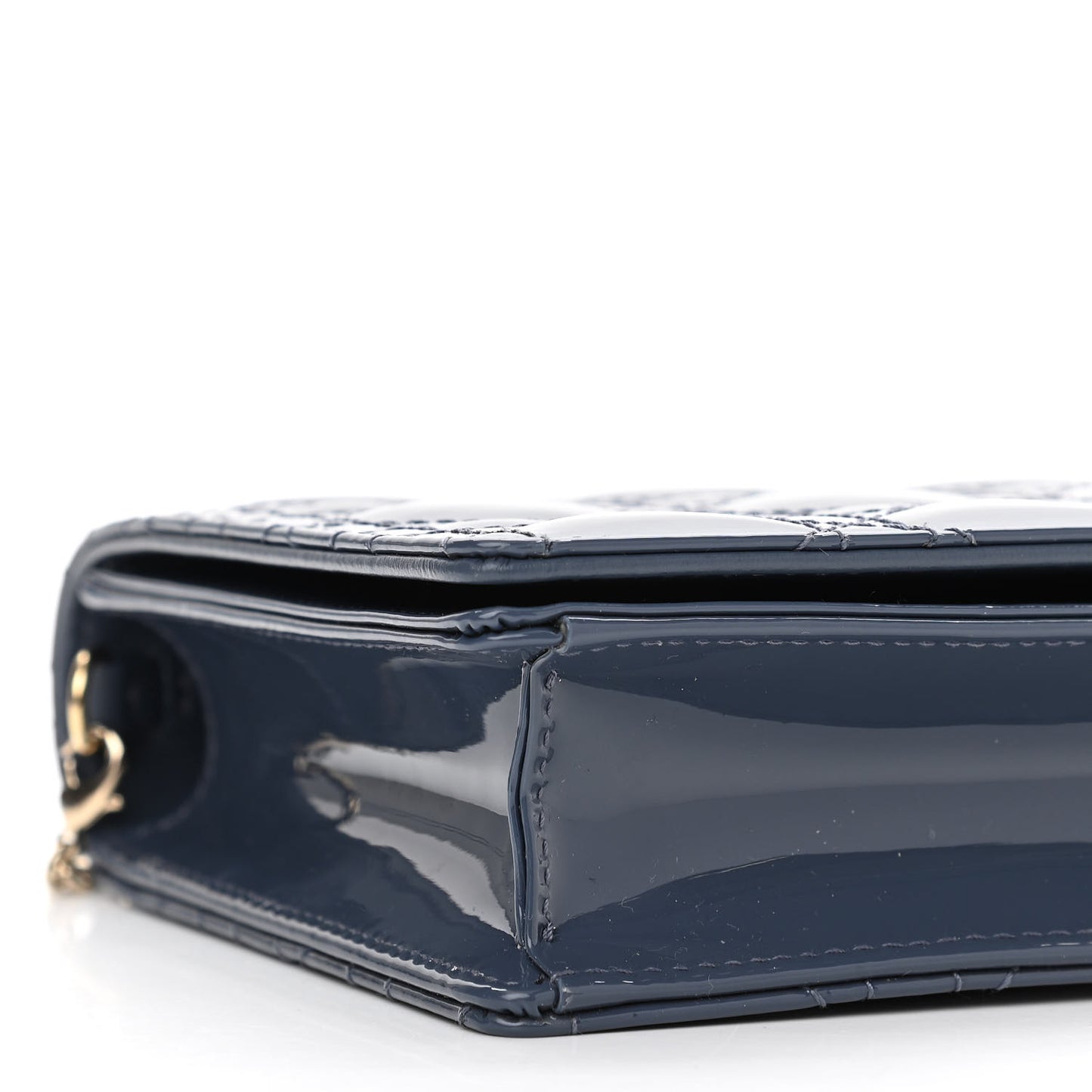 Patent Cannage Lady Dior Clutch Denim Blue