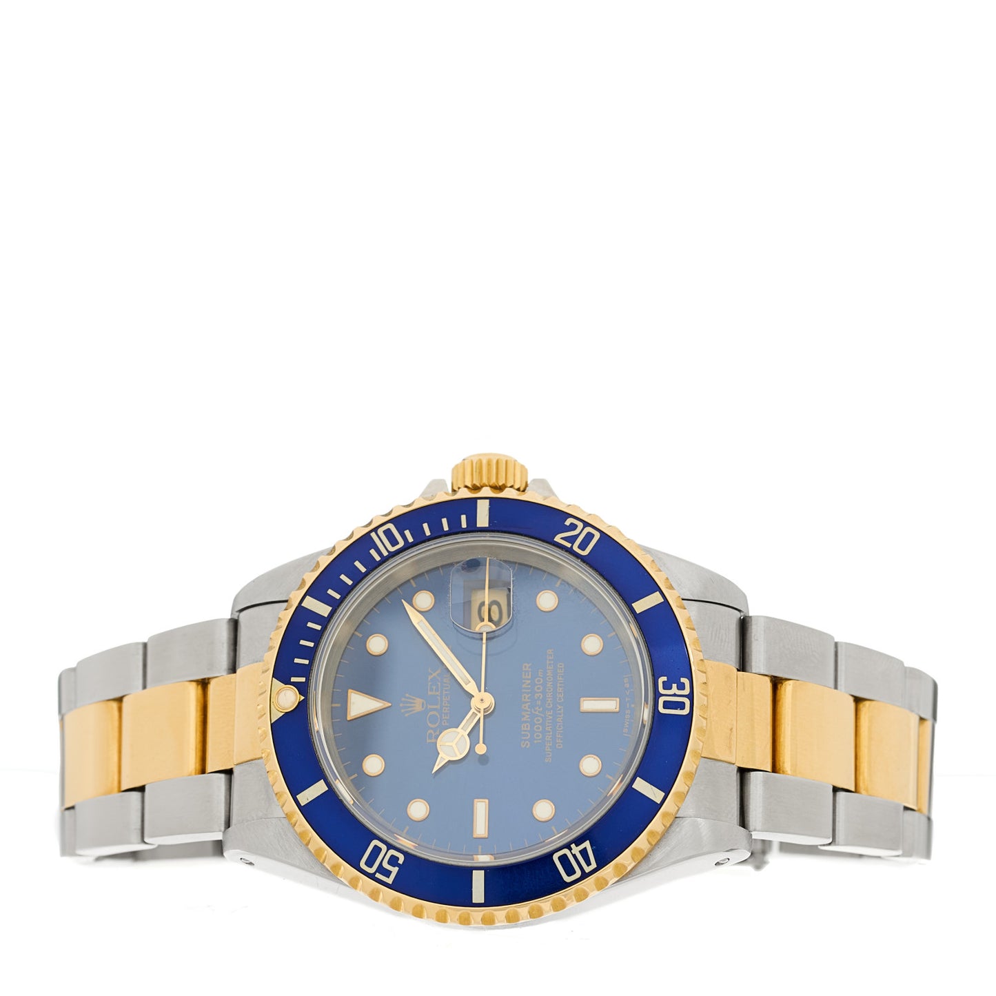 Stainless Steel 18K Yellow Gold 40mm Submariner Date Watch Royal Blue 16613