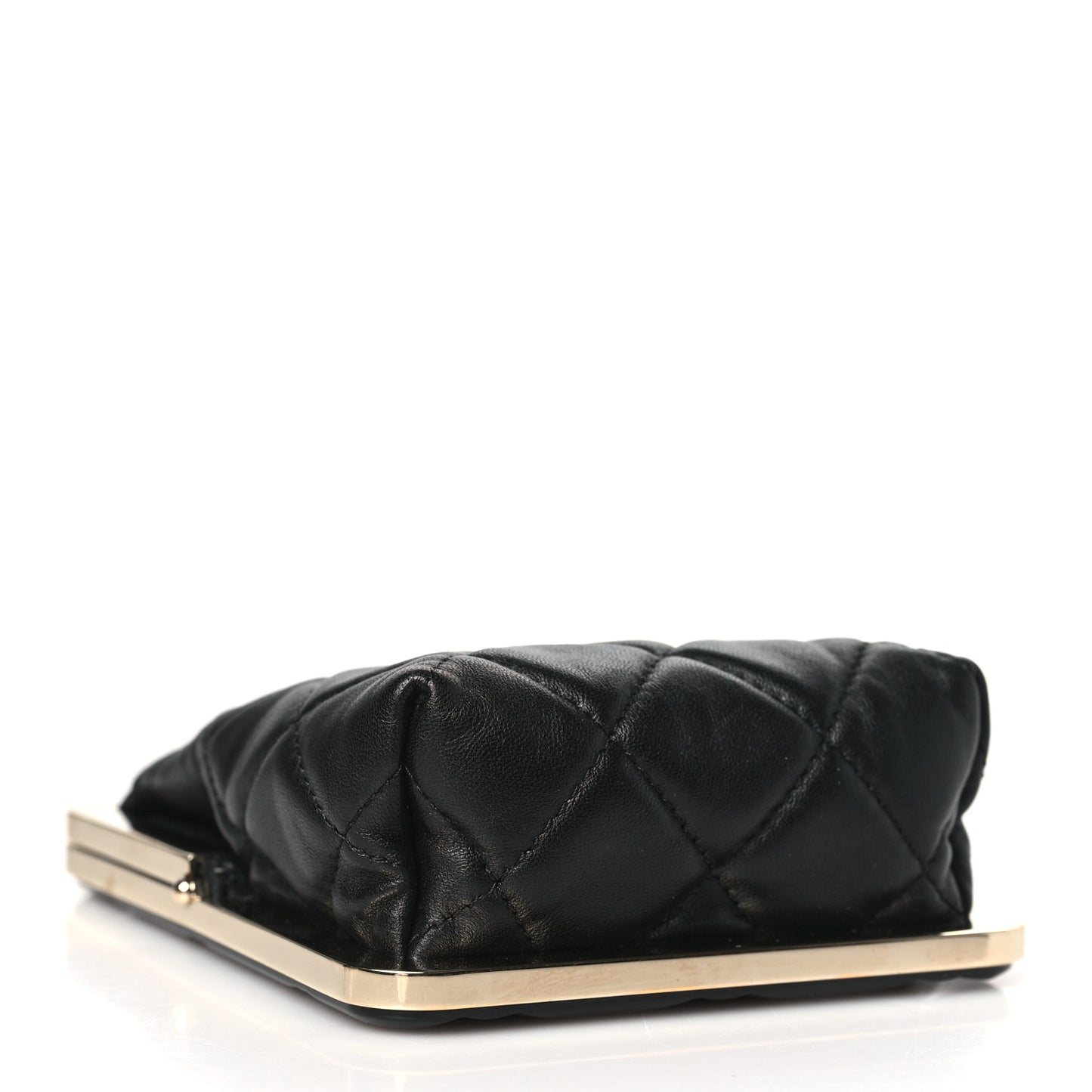 Lambskin Plexi Quilted CC Evening Clutch With Chain Black