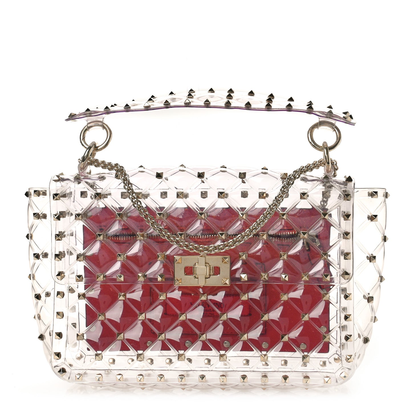 PVC Medium Rockstud Spike Shoulder Bag