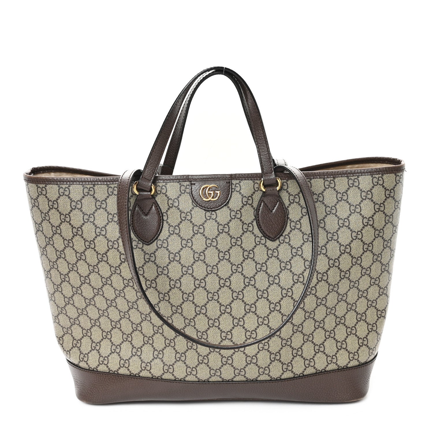 Gucci GG Supreme Monogram Textured Calfskin Medium Ophidia Shoulder Tote Bag Beige Ebony New Acero 1 of 11