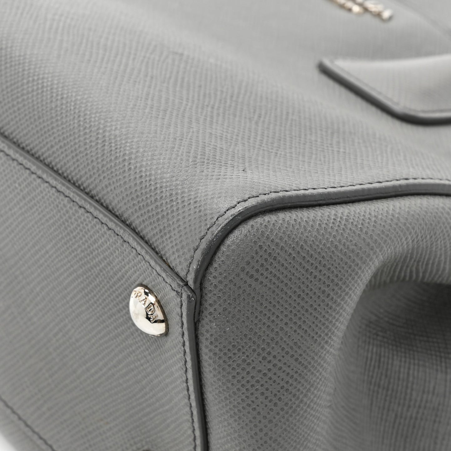 Saffiano Cuir Double Zip Frame Tote Marmo