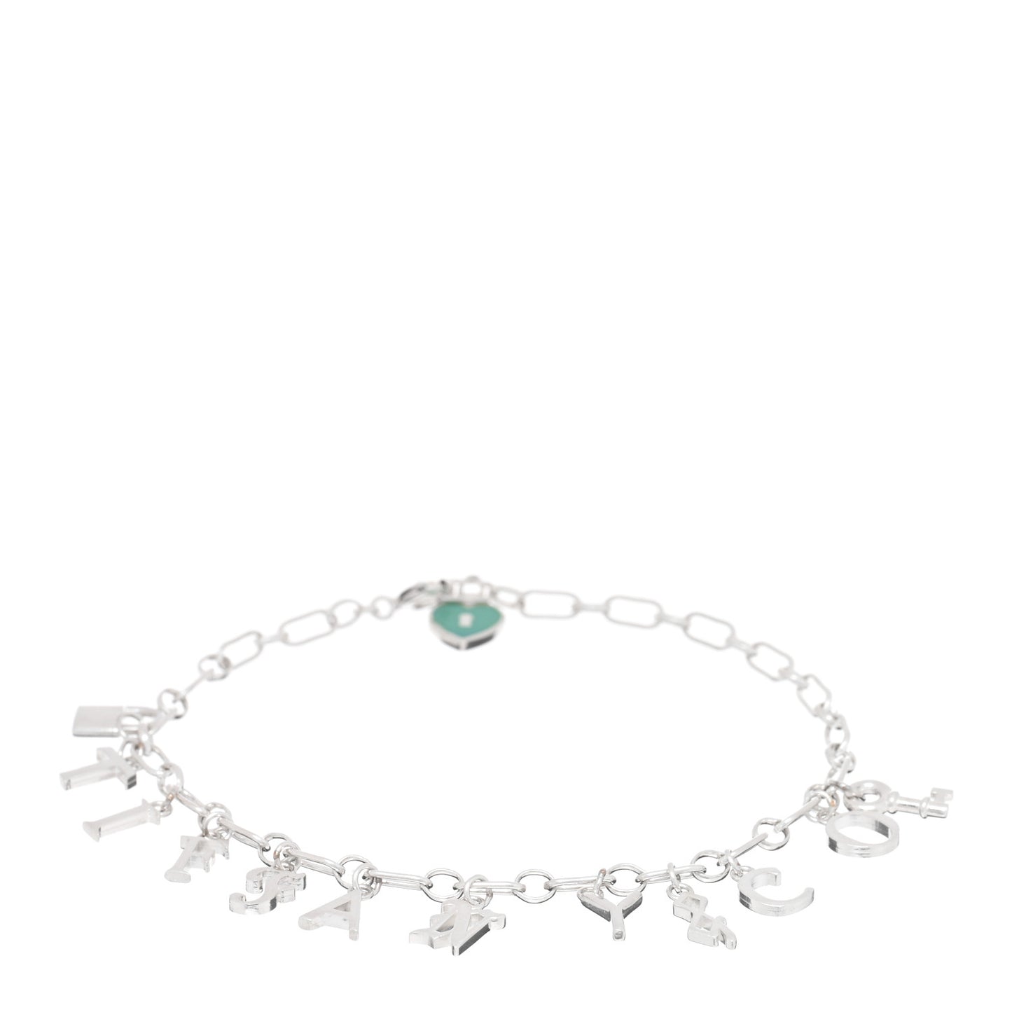 Sterling Silver Enamel Love Notes Logo Charm Bracelet Blue