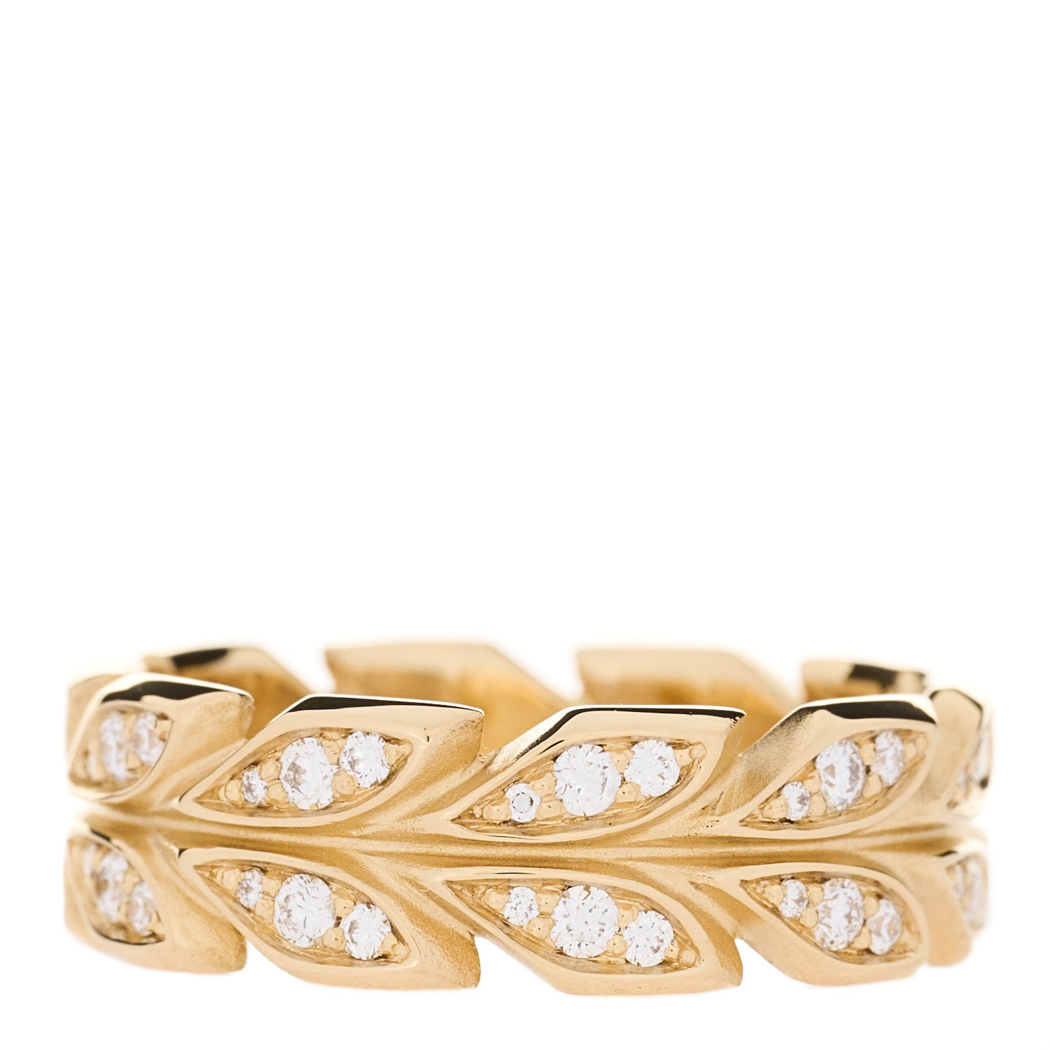 Tiffany 18K Yellow Gold Diamond Victoria Vine Band Ring 53 6.25 1 of 5