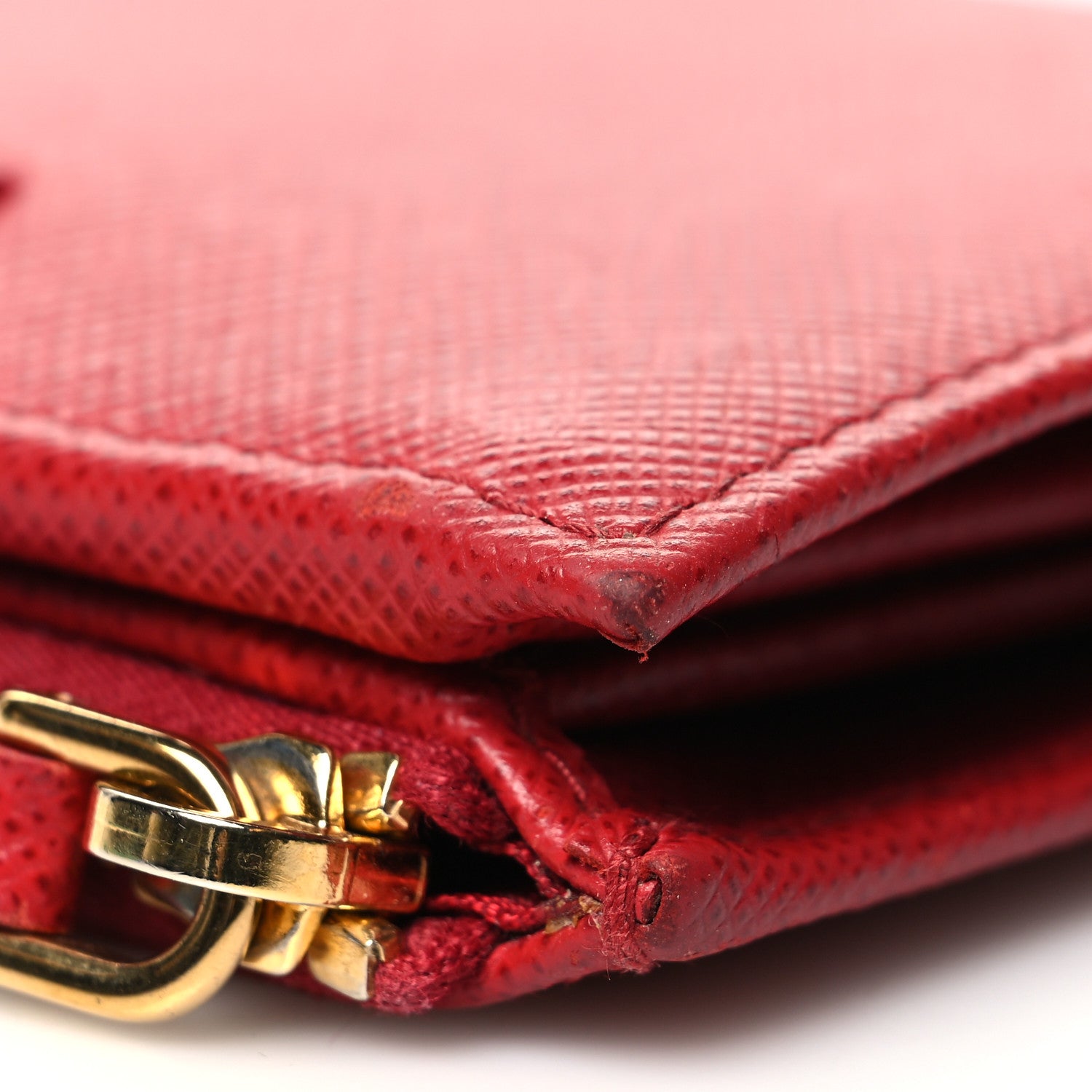 Prada Saffiano Zip Top Compact Wallet Fuoco 14 of 14