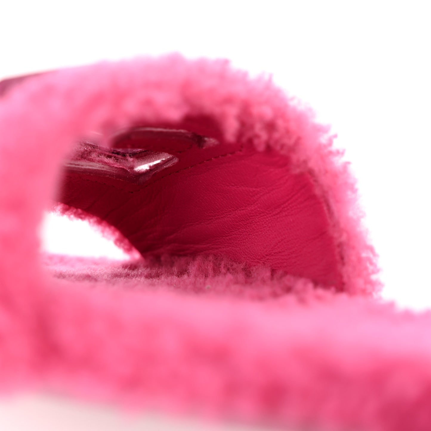 Shearling FF Baguette Slide Sandals 36.5 Pink