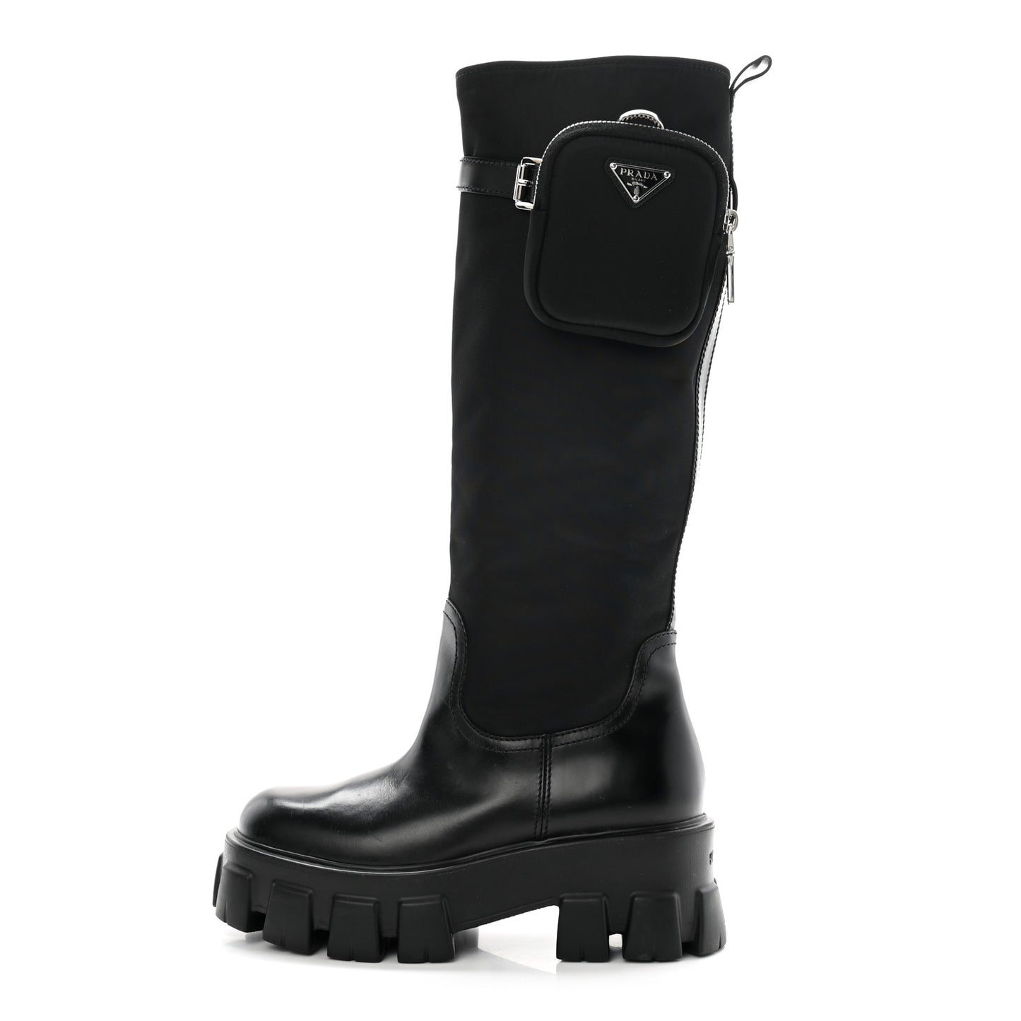 Spazzolato Rois Re-Nylon Metal Triangle Logo Monolith Pouch Pocket 55mm Tall Boots 37 Black