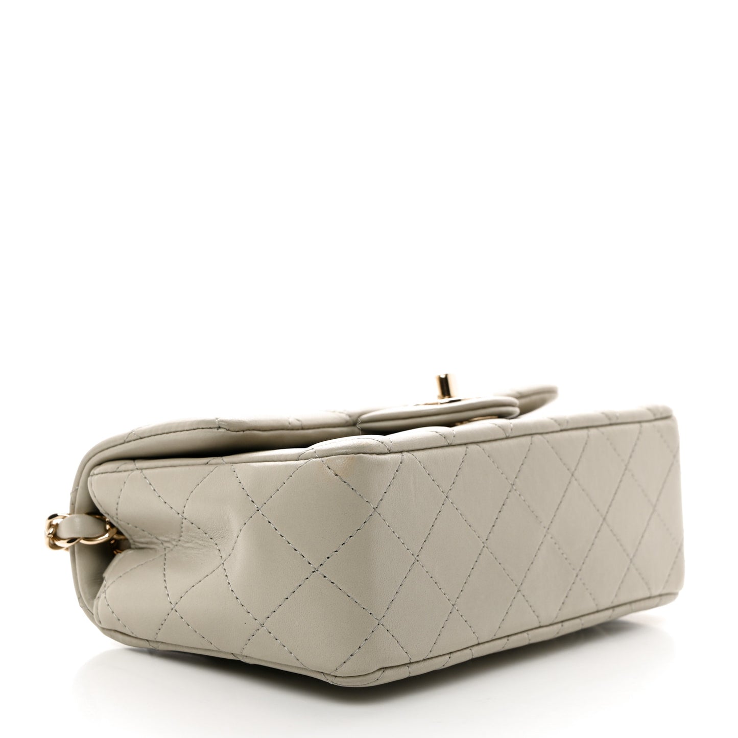 Lambskin Quilted Mini Rectangular Flap Grey