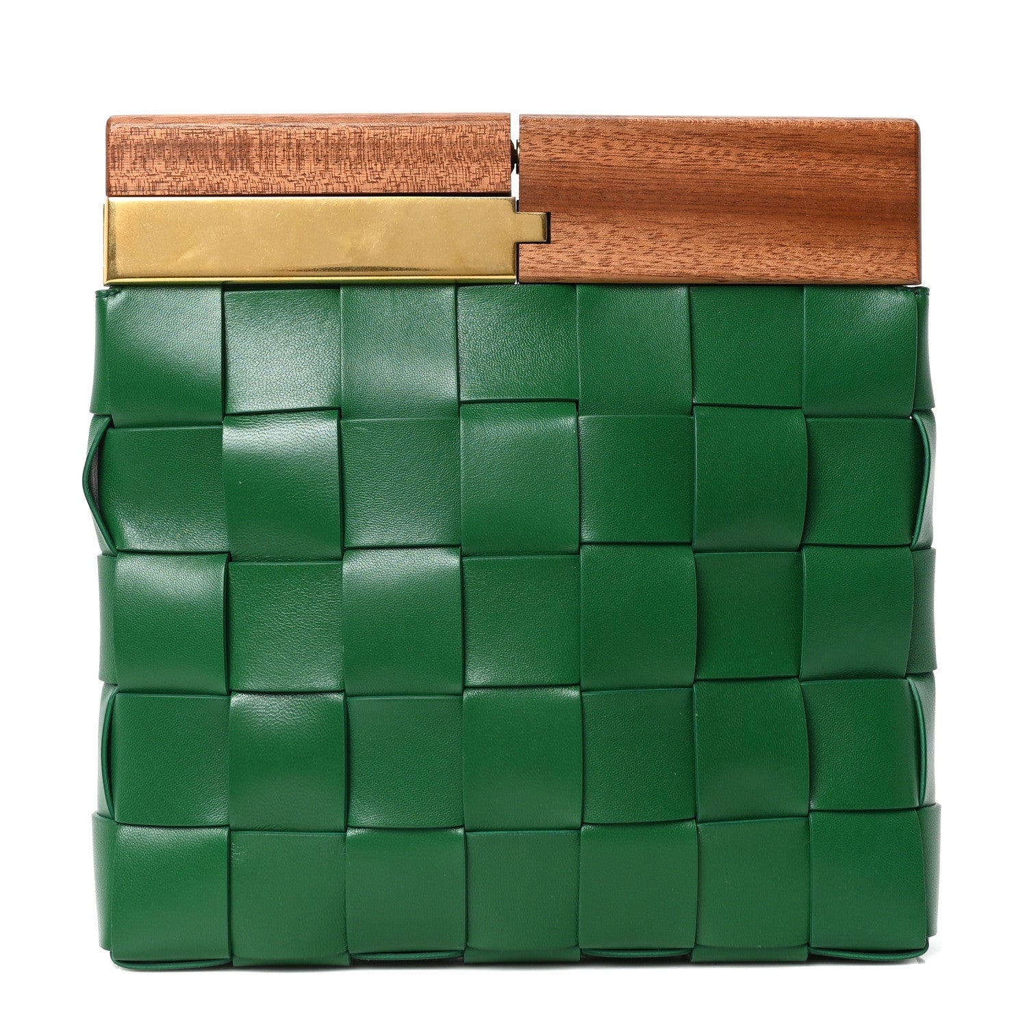 Bottega Veneta Nappa Intrecciato The Snap Clutch Racing Green