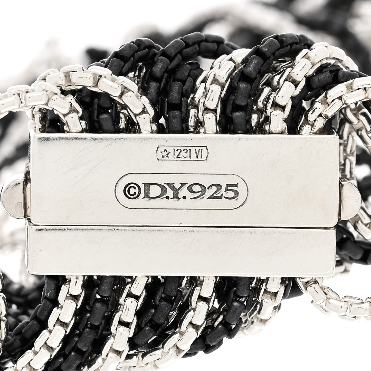 DAVID YURMAN Darkened Sterling Silver 21mm Multi Row Box Chain Bracelet