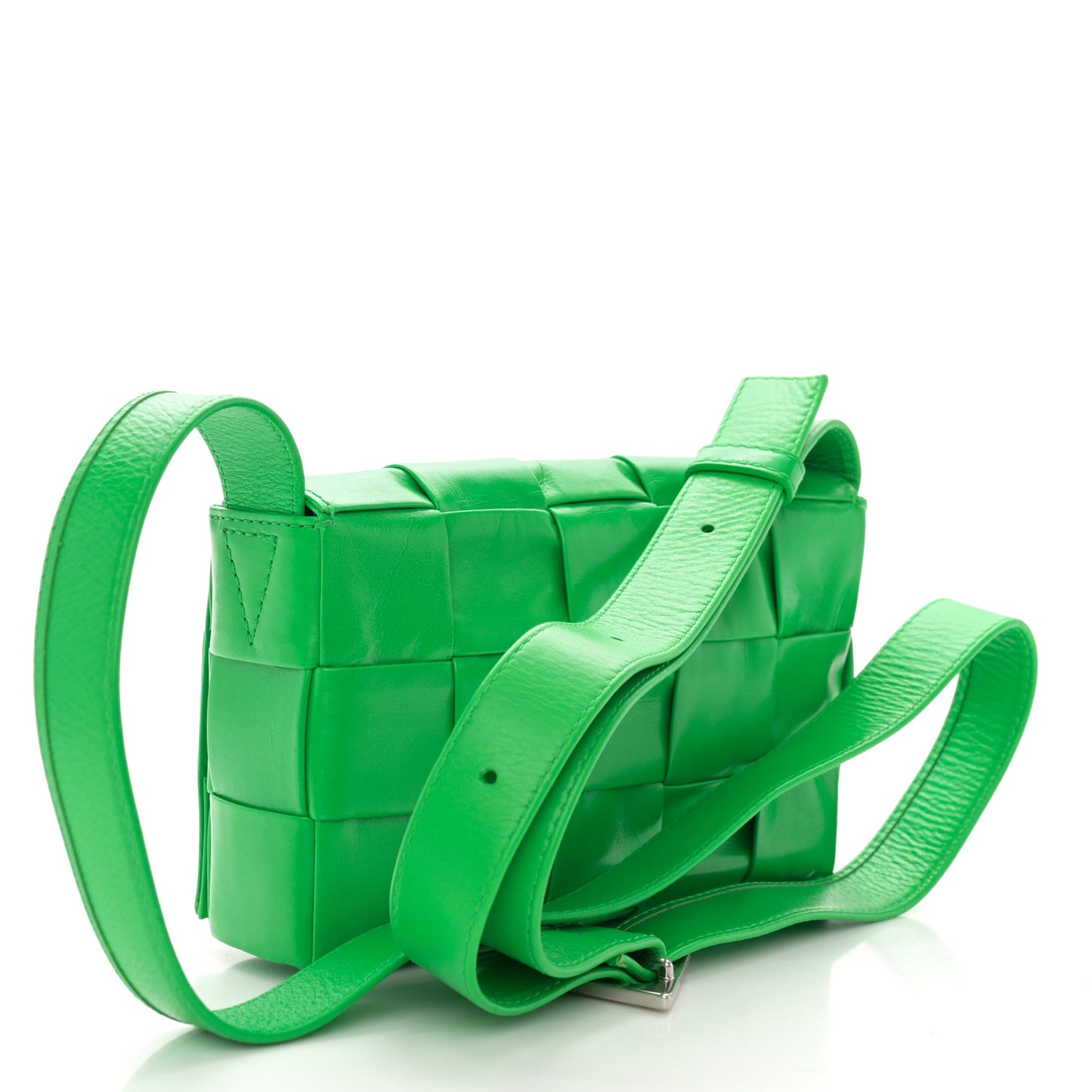 Paper Calfskin Maxi Intrecciato Small Cassette Crossbody Bag Grass