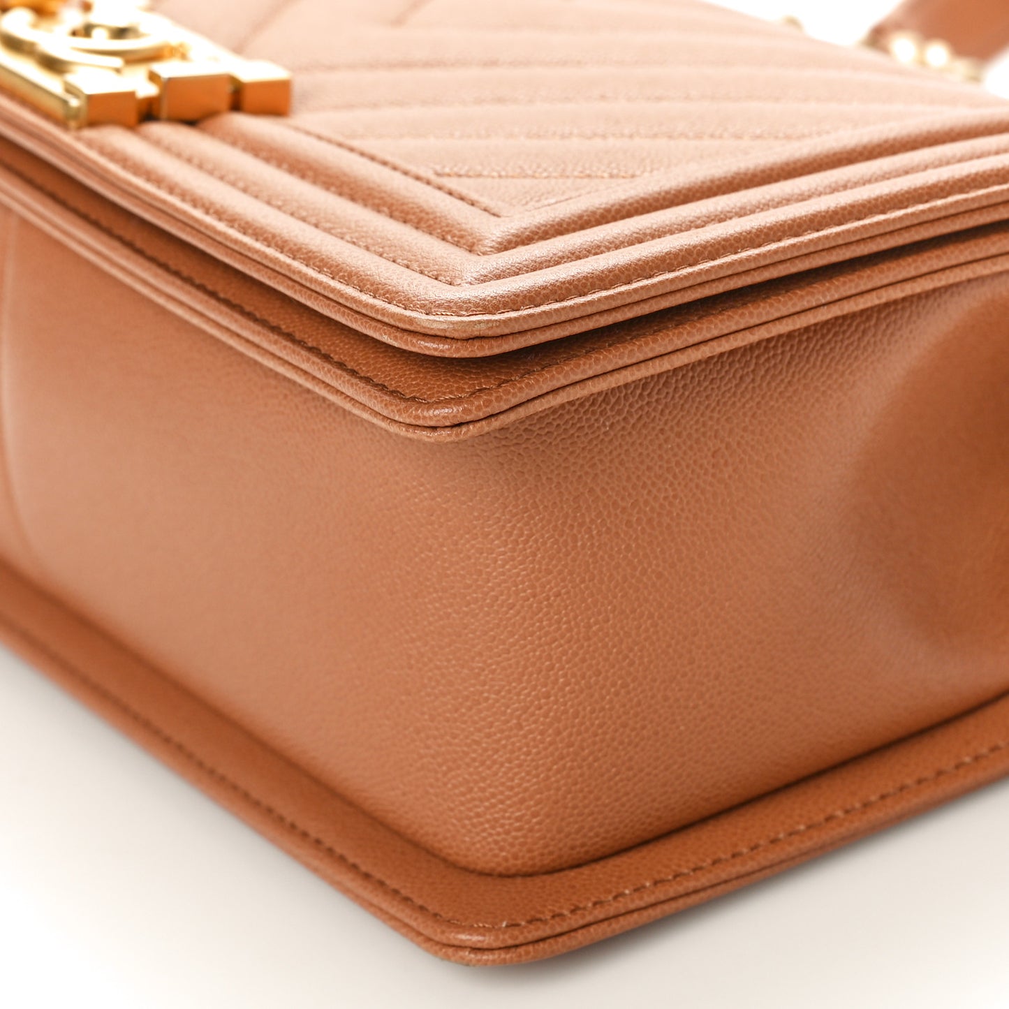 Caviar Chevron Quilted Medium Boy Flap Brown