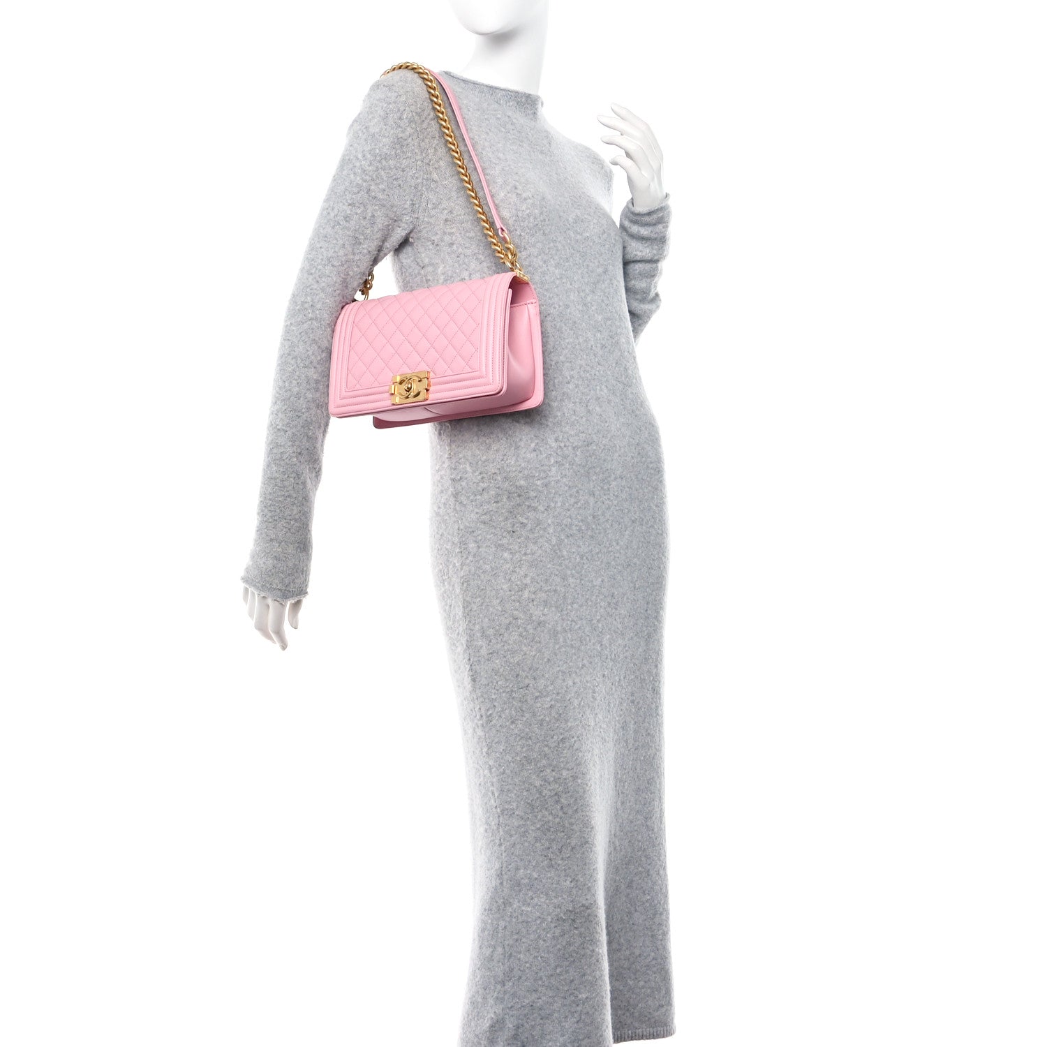 Chanel Calfskin Quilted Medium Boy Flap Light Pink 2 of 10