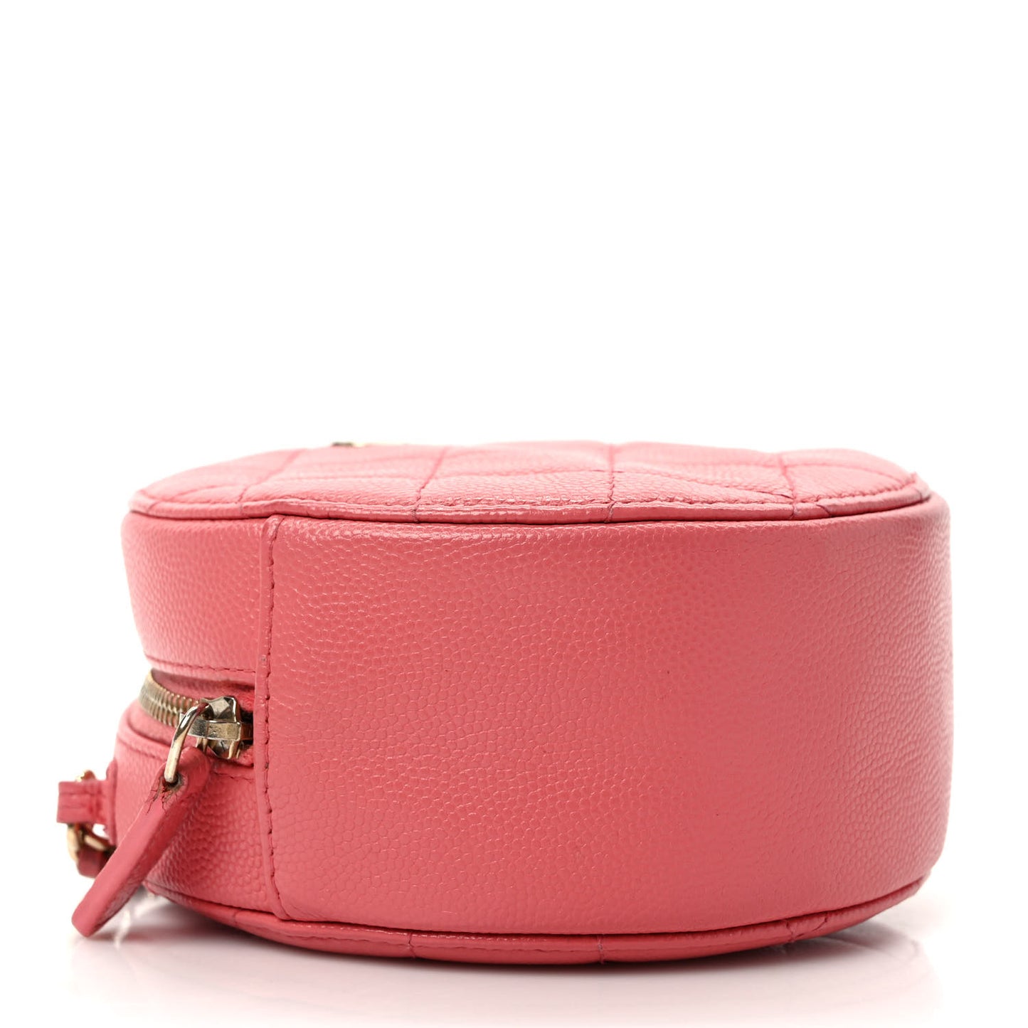 Caviar Quilted Round Clutch With Chain Pink