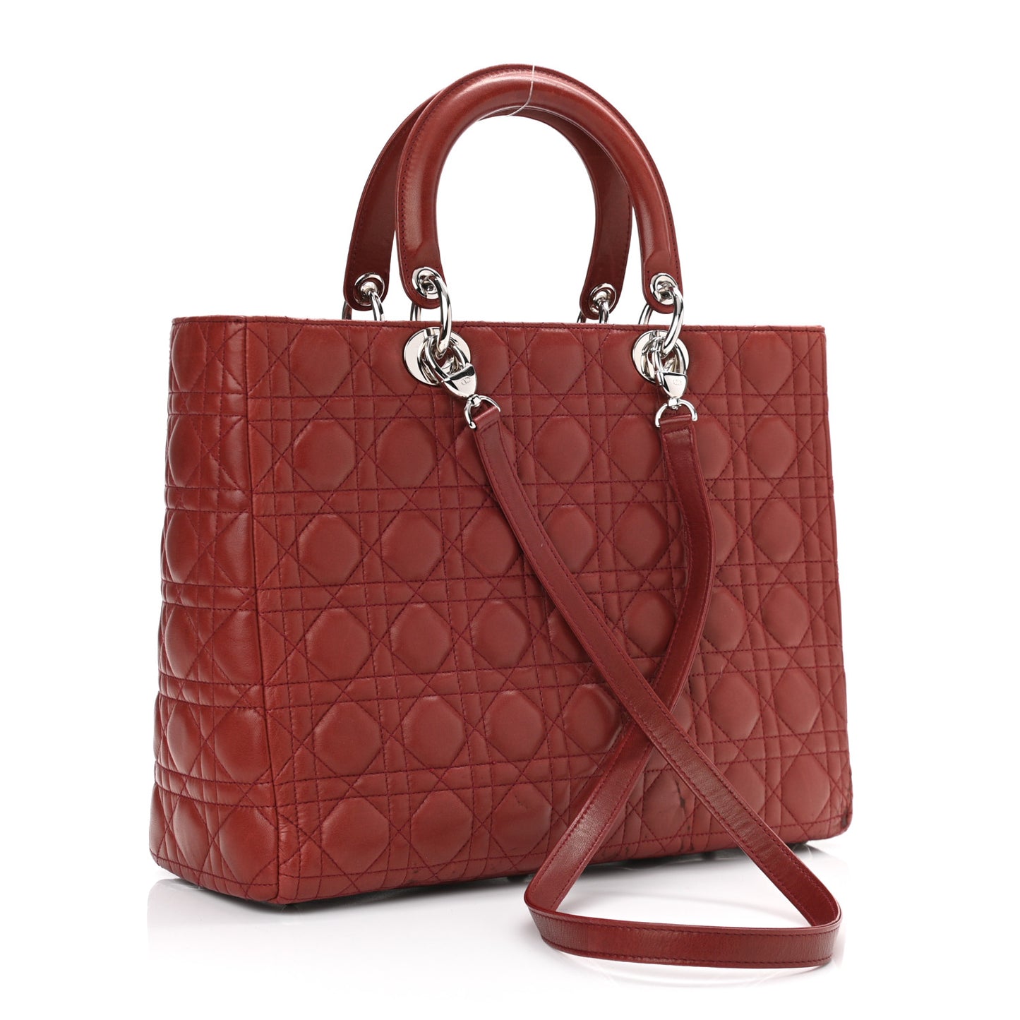 Lambskin Cannage Large Lady Dior Red